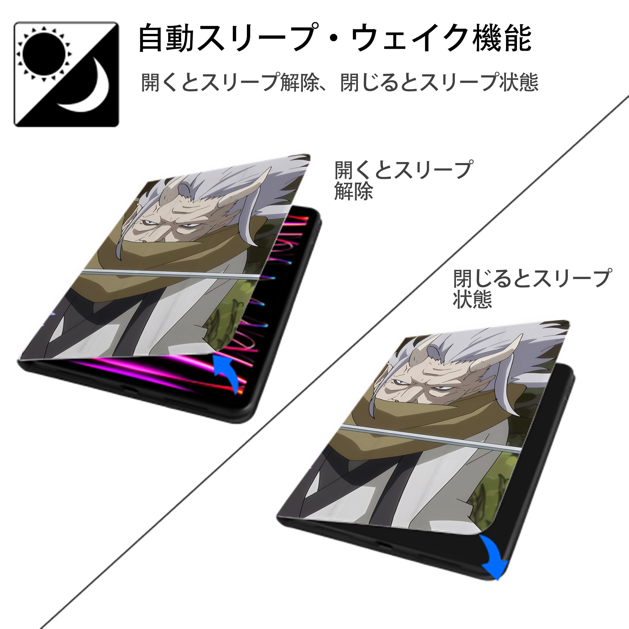 転スラ Regarding Reincarnated to Slime IPad ケース ブック型 PUレザー TPU 耐衝撃 軽量 薄型 ペン収納なし 全面保護 IPad 各モデル対応