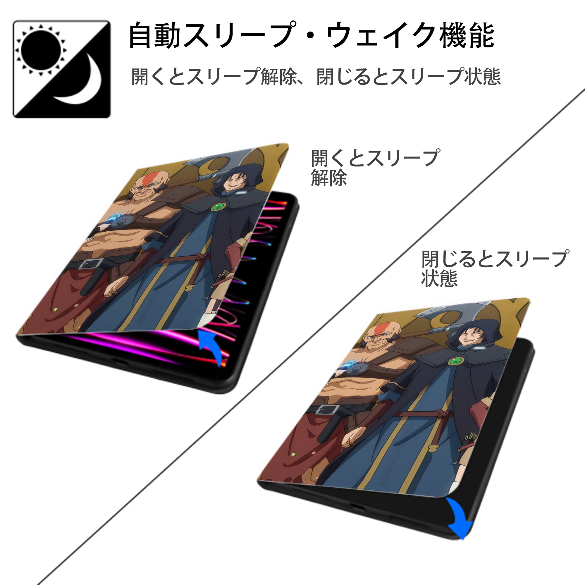 転スラ Regarding Reincarnated to Slime IPad ケース ブック型 PUレザー TPU 耐衝撃 軽量 薄型 ペン収納なし 全面保護 IPad 各モデル対応