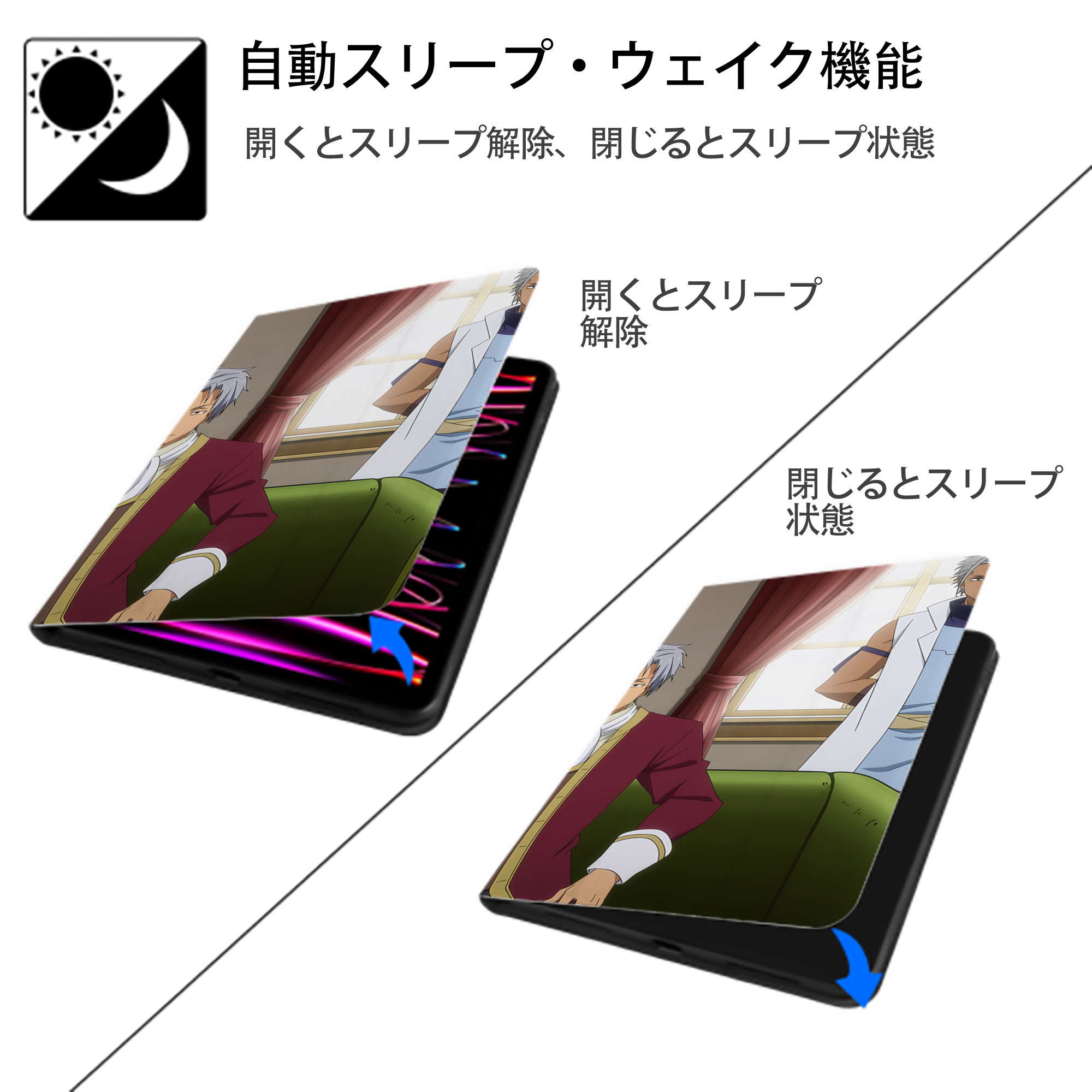 転スラ Regarding Reincarnated to Slime IPad ケース ブック型 PUレザー TPU 耐衝撃 軽量 薄型 ペン収納なし 全面保護 IPad 各モデル対応