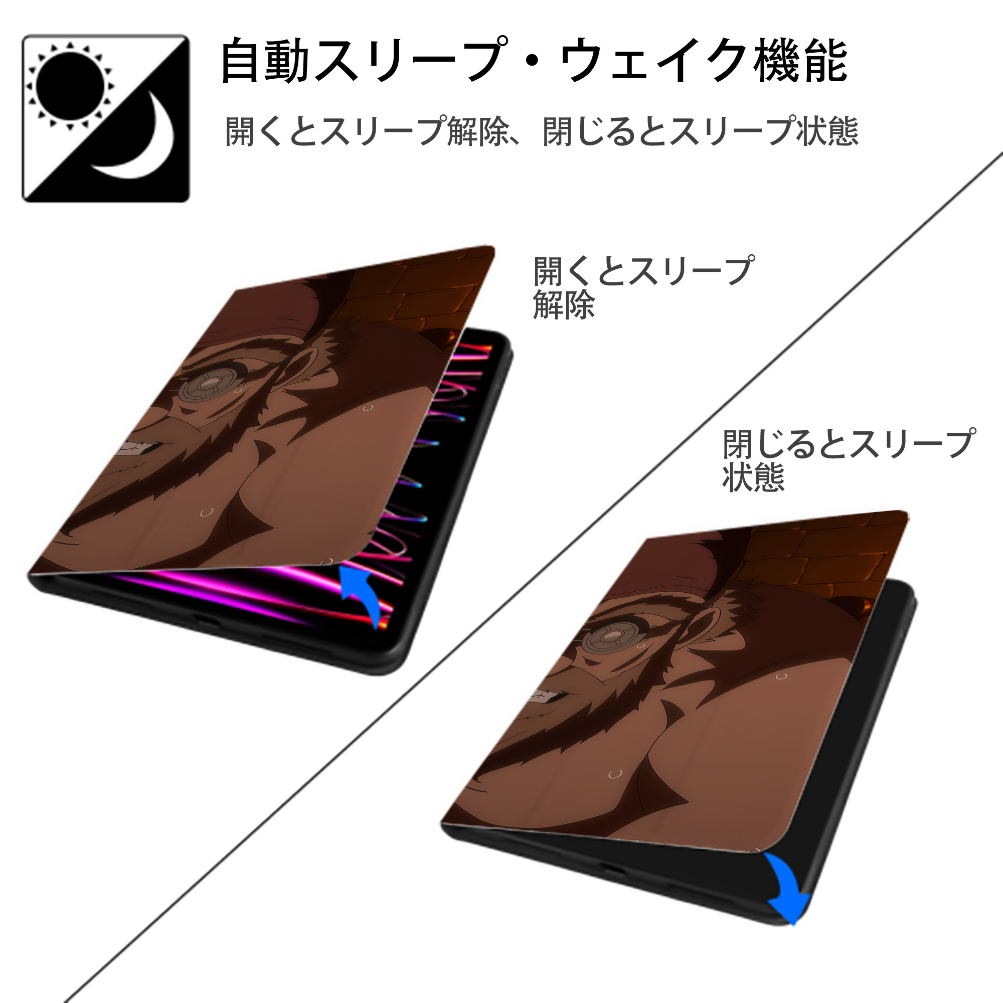 転スラ Regarding Reincarnated to Slime IPad ケース ブック型 PUレザー TPU 耐衝撃 軽量 薄型 ペン収納なし 全面保護 IPad 各モデル対応