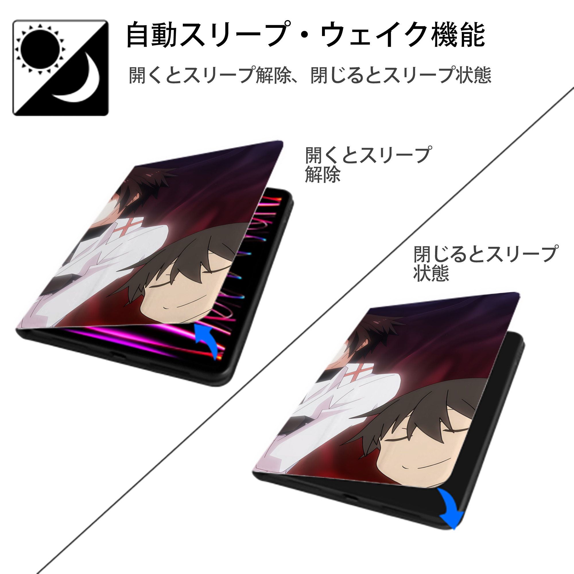 転スラ Regarding Reincarnated to Slime IPad ケース ブック型 PUレザー TPU 耐衝撃 軽量 薄型 ペン収納なし 全面保護 IPad 各モデル対応