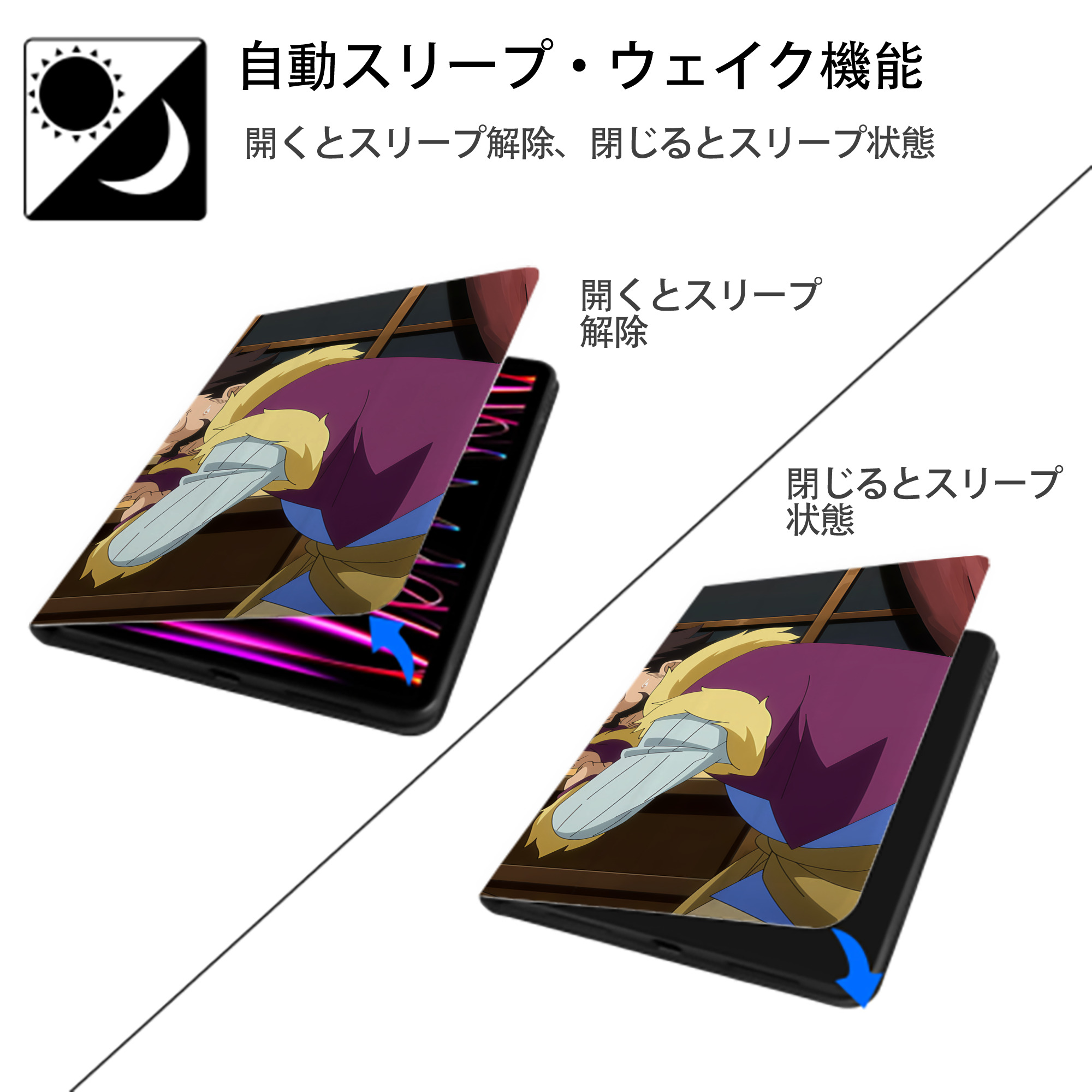 転スラ Regarding Reincarnated to Slime IPad ケース ブック型 PUレザー TPU 耐衝撃 軽量 薄型 ペン収納なし 全面保護 IPad 各モデル対応