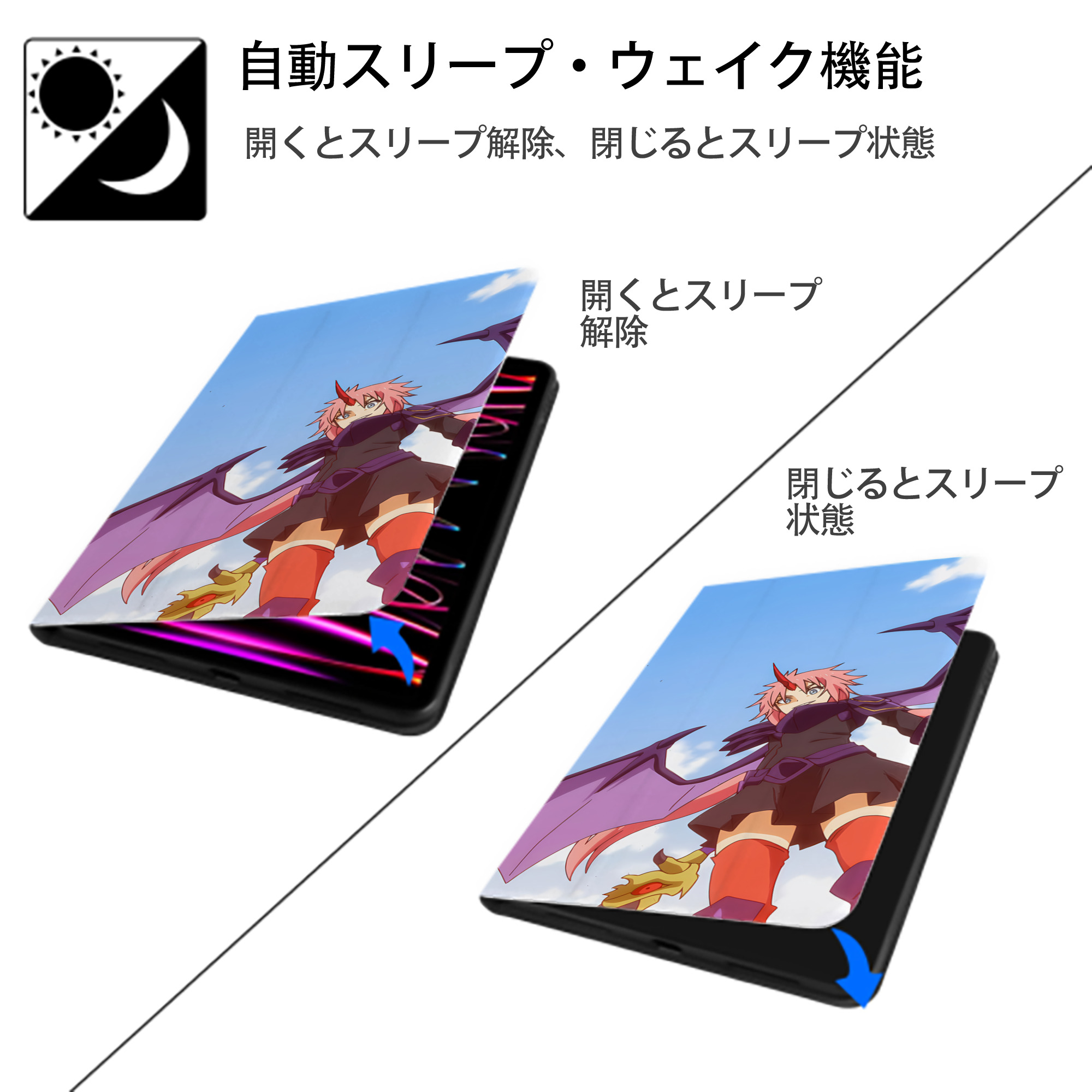 転スラ Regarding Reincarnated to Slime IPad ケース ブック型 PUレザー TPU 耐衝撃 軽量 薄型 ペン収納なし 全面保護 IPad 各モデル対応
