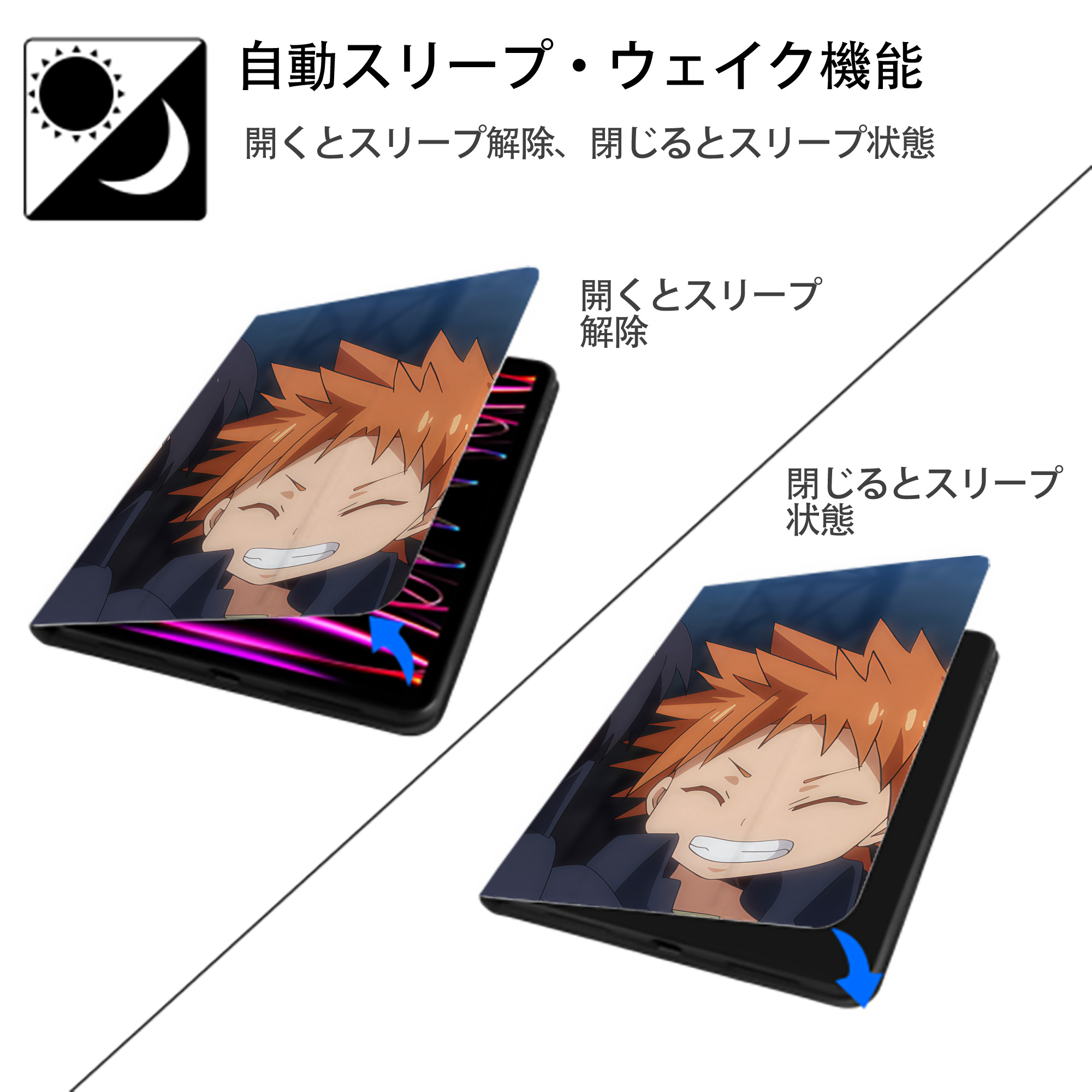 転スラ Regarding Reincarnated to Slime IPad ケース ブック型 PUレザー TPU 耐衝撃 軽量 薄型 ペン収納なし 全面保護 IPad 各モデル対応