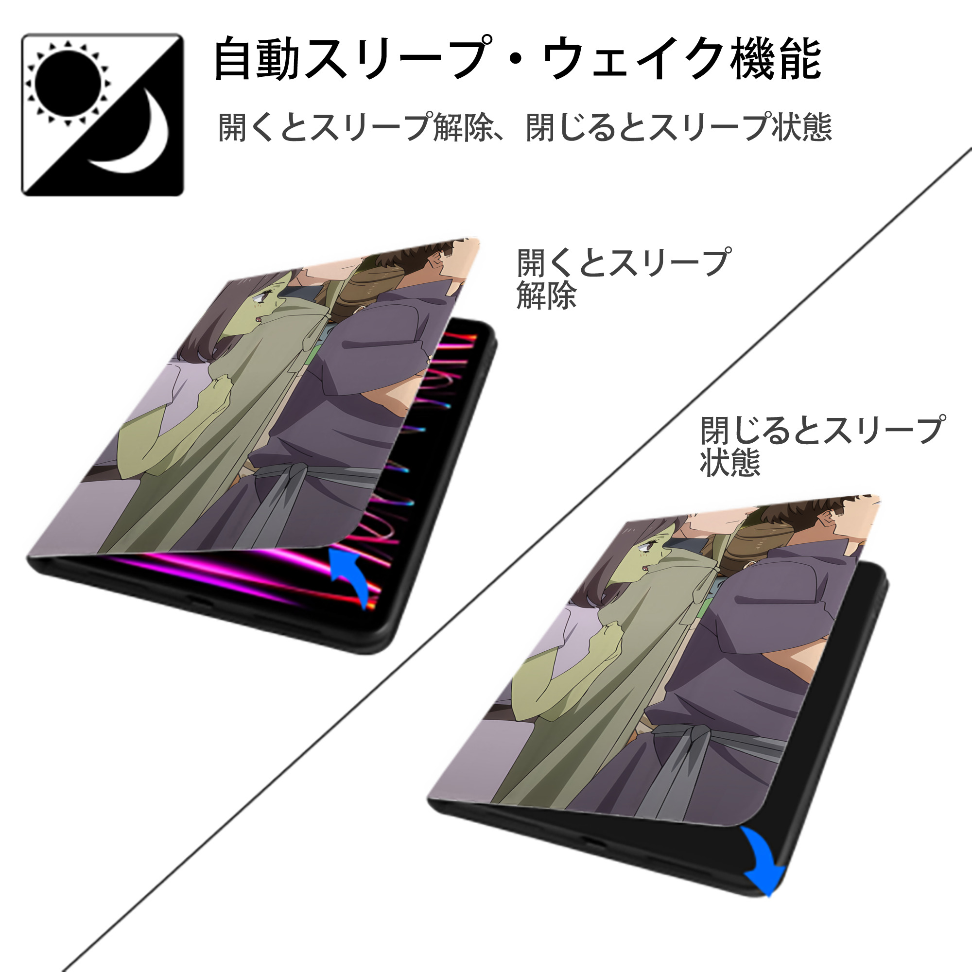 転スラ Regarding Reincarnated to Slime IPad ケース ブック型 PUレザー TPU 耐衝撃 軽量 薄型 ペン収納なし 全面保護 IPad 各モデル対応