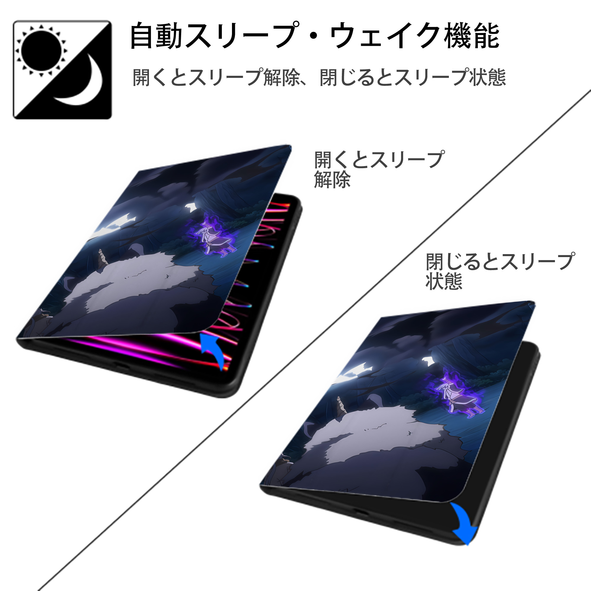 転スラ Regarding Reincarnated to Slime IPad ケース ブック型 PUレザー TPU 耐衝撃 軽量 薄型 ペン収納なし 全面保護 IPad 各モデル対応