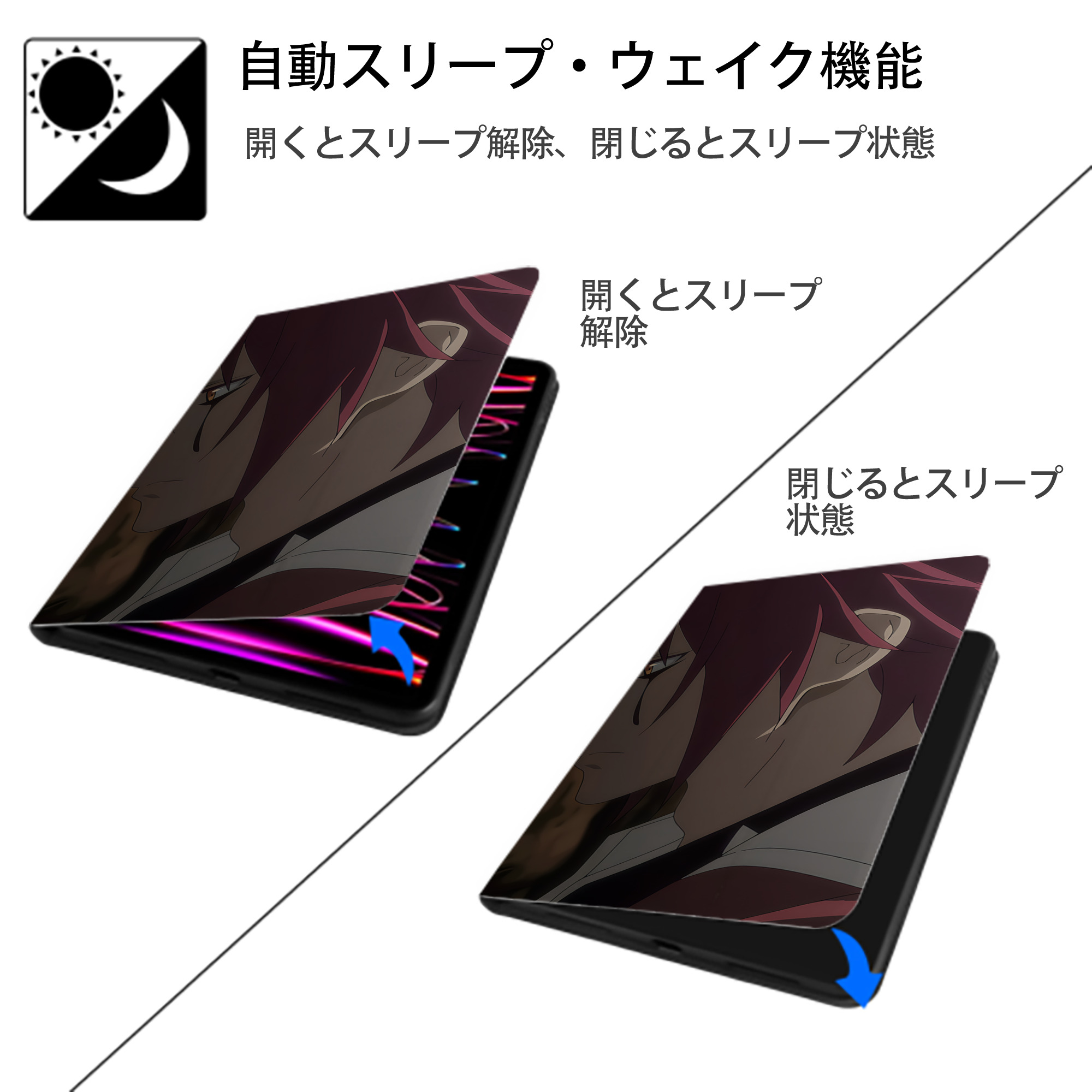 転スラ Regarding Reincarnated to Slime IPad ケース ブック型 PUレザー TPU 耐衝撃 軽量 薄型 ペン収納なし 全面保護 IPad 各モデル対応