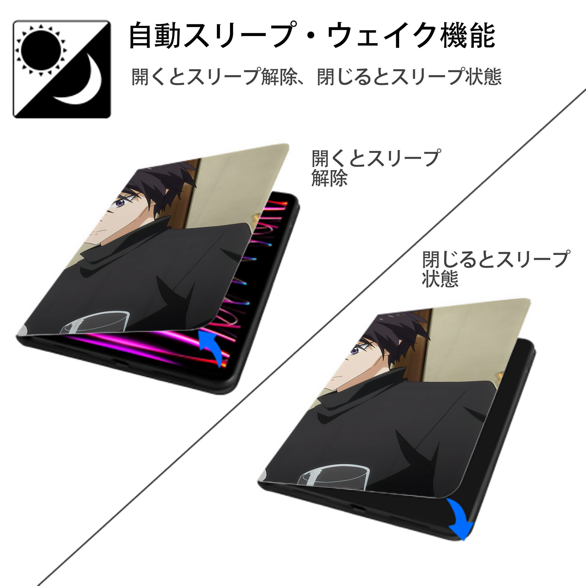 転スラ Regarding Reincarnated to Slime IPad ケース ブック型 PUレザー TPU 耐衝撃 軽量 薄型 ペン収納なし 全面保護 IPad 各モデル対応