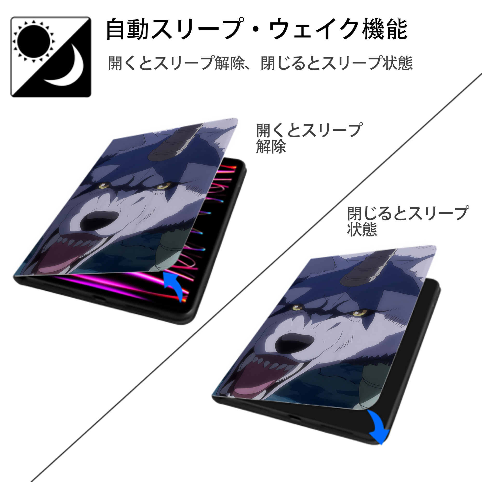 転スラ Regarding Reincarnated to Slime IPad ケース ブック型 PUレザー TPU 耐衝撃 軽量 薄型 ペン収納なし 全面保護 IPad 各モデル対応