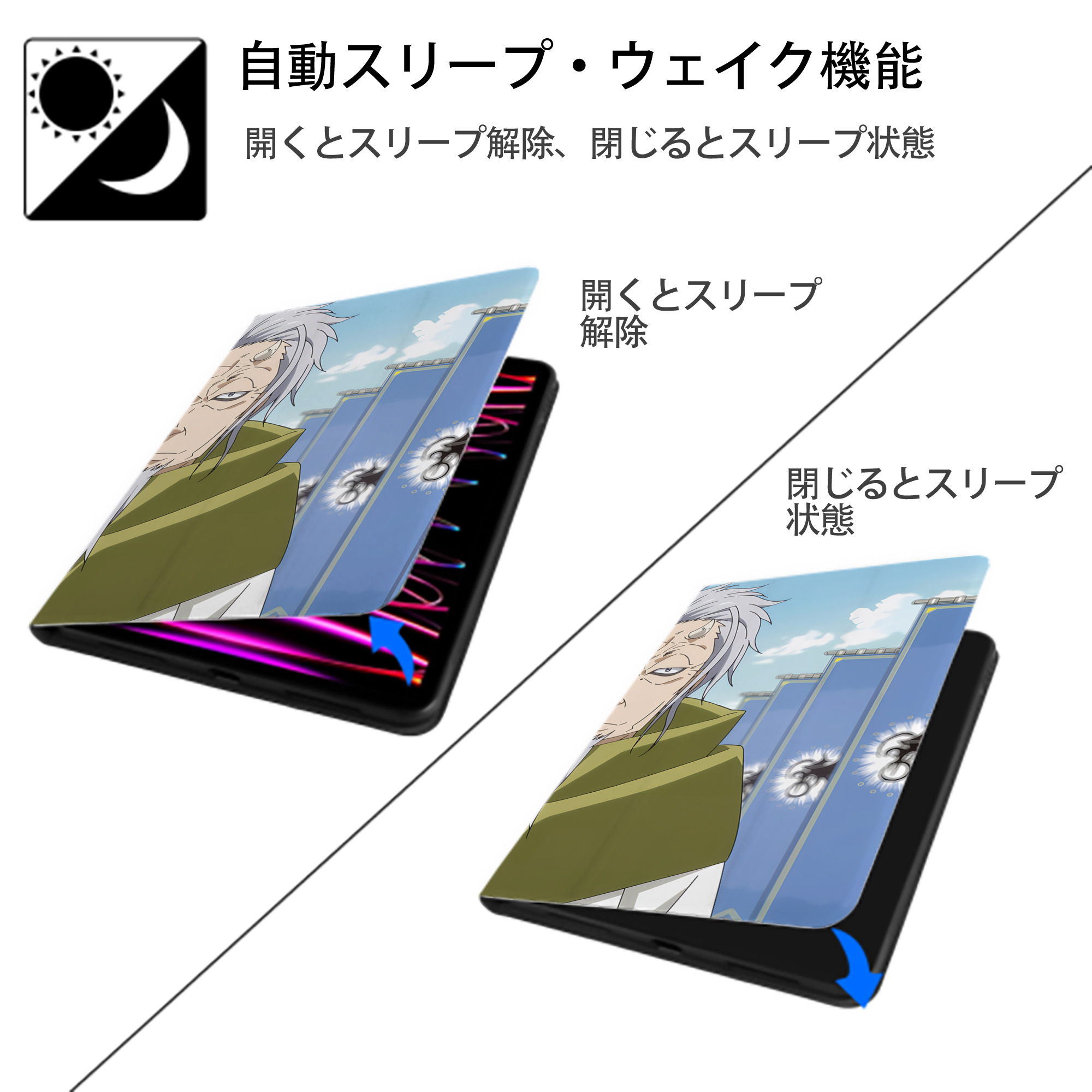 転スラ Regarding Reincarnated to Slime IPad ケース ブック型 PUレザー TPU 耐衝撃 軽量 薄型 ペン収納なし 全面保護 IPad 各モデル対応