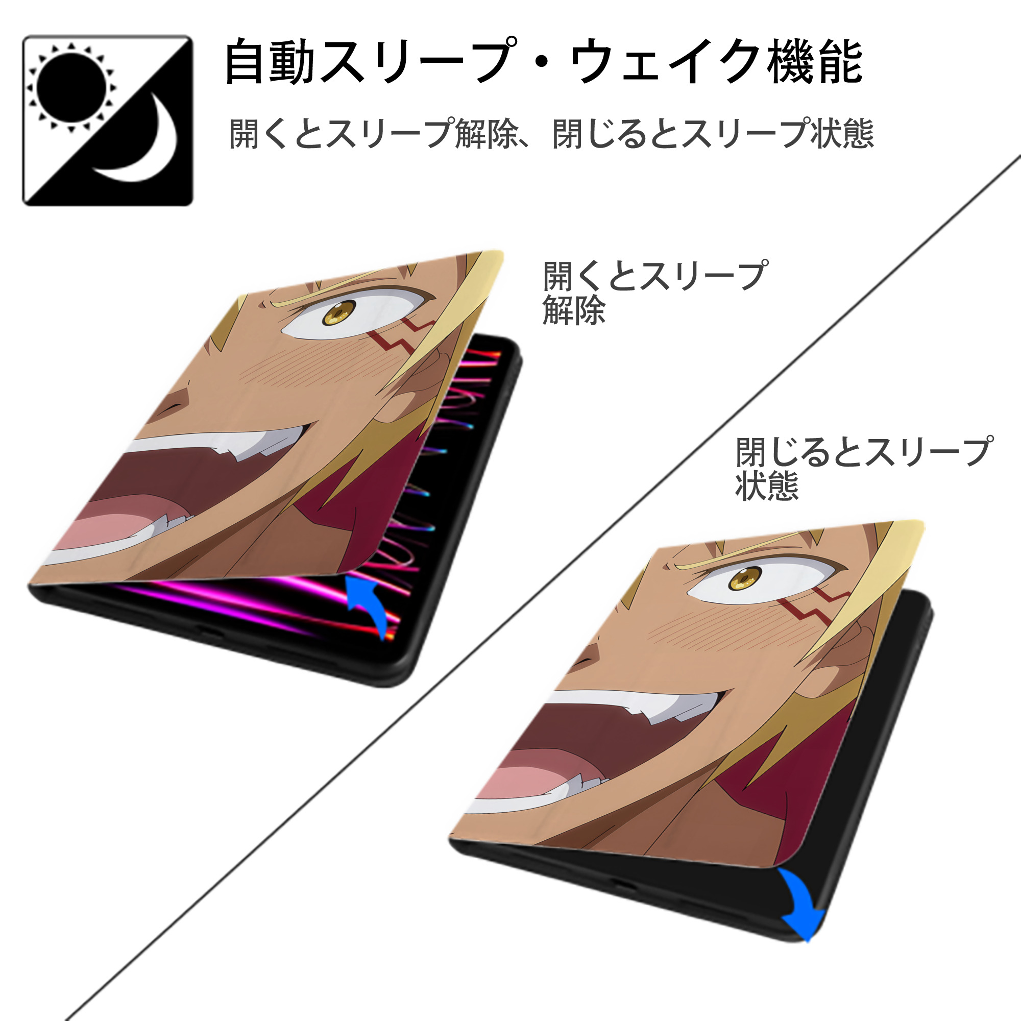 転スラ Regarding Reincarnated to Slime IPad ケース ブック型 PUレザー TPU 耐衝撃 軽量 薄型 ペン収納なし 全面保護 IPad 各モデル対応