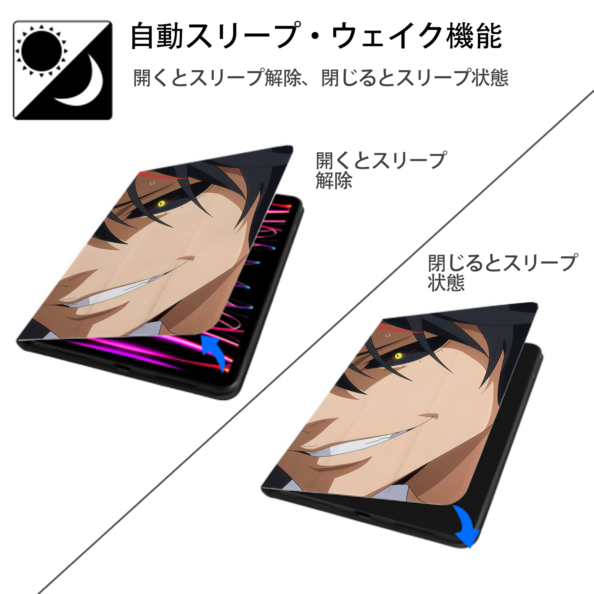 転スラ Regarding Reincarnated to Slime IPad ケース ブック型 PUレザー TPU 耐衝撃 軽量 薄型 ペン収納なし 全面保護 IPad 各モデル対応