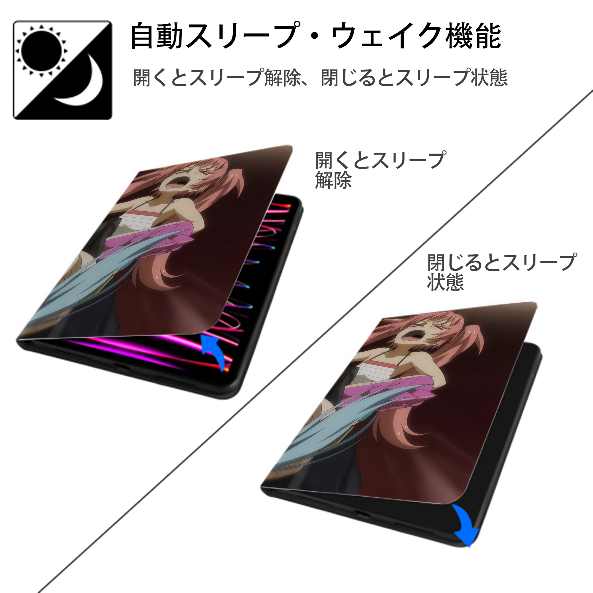 転スラ Regarding Reincarnated to Slime IPad ケース ブック型 PUレザー TPU 耐衝撃 軽量 薄型 ペン収納なし 全面保護 IPad 各モデル対応