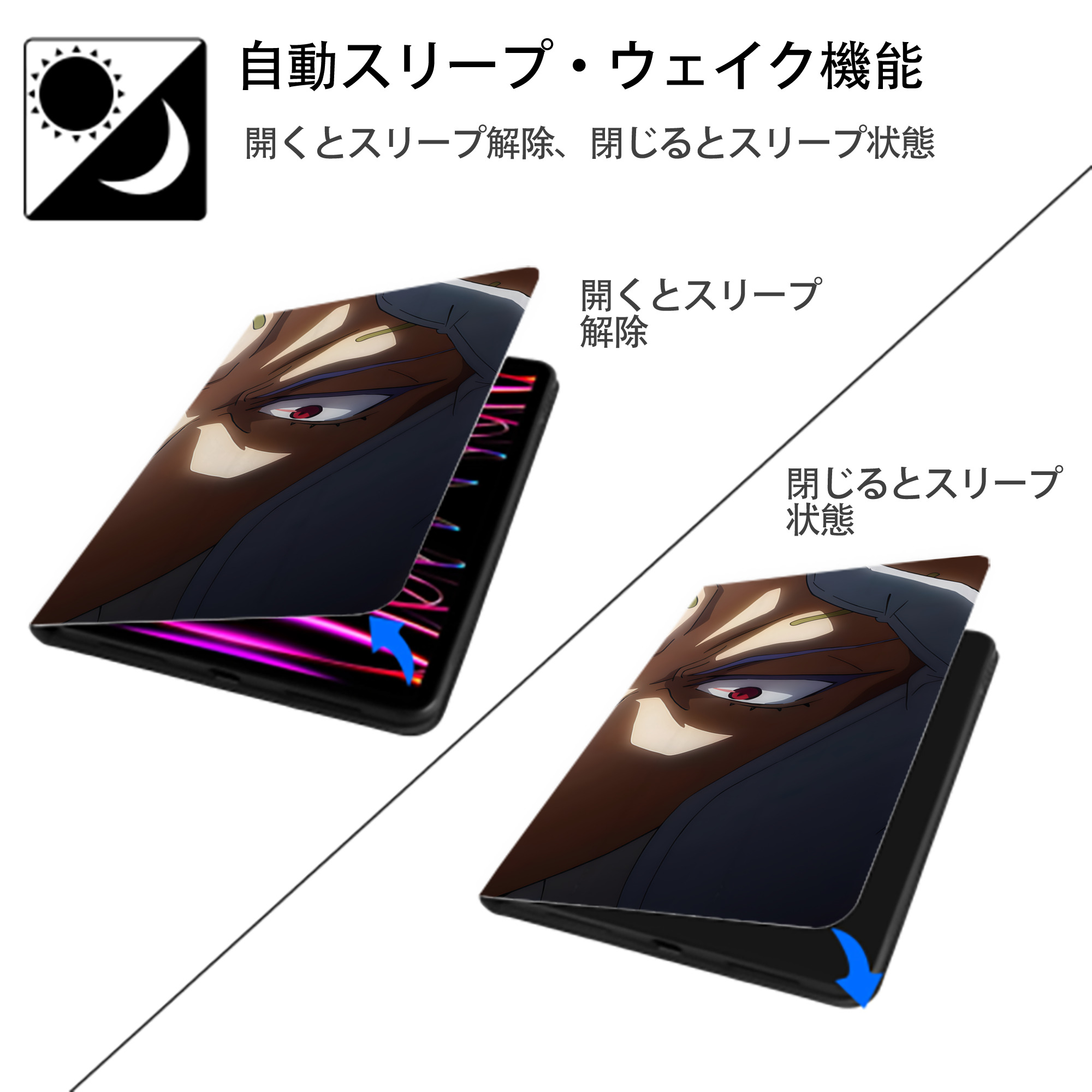 転スラ Regarding Reincarnated to Slime IPad ケース ブック型 PUレザー TPU 耐衝撃 軽量 薄型 ペン収納なし 全面保護 IPad 各モデル対応