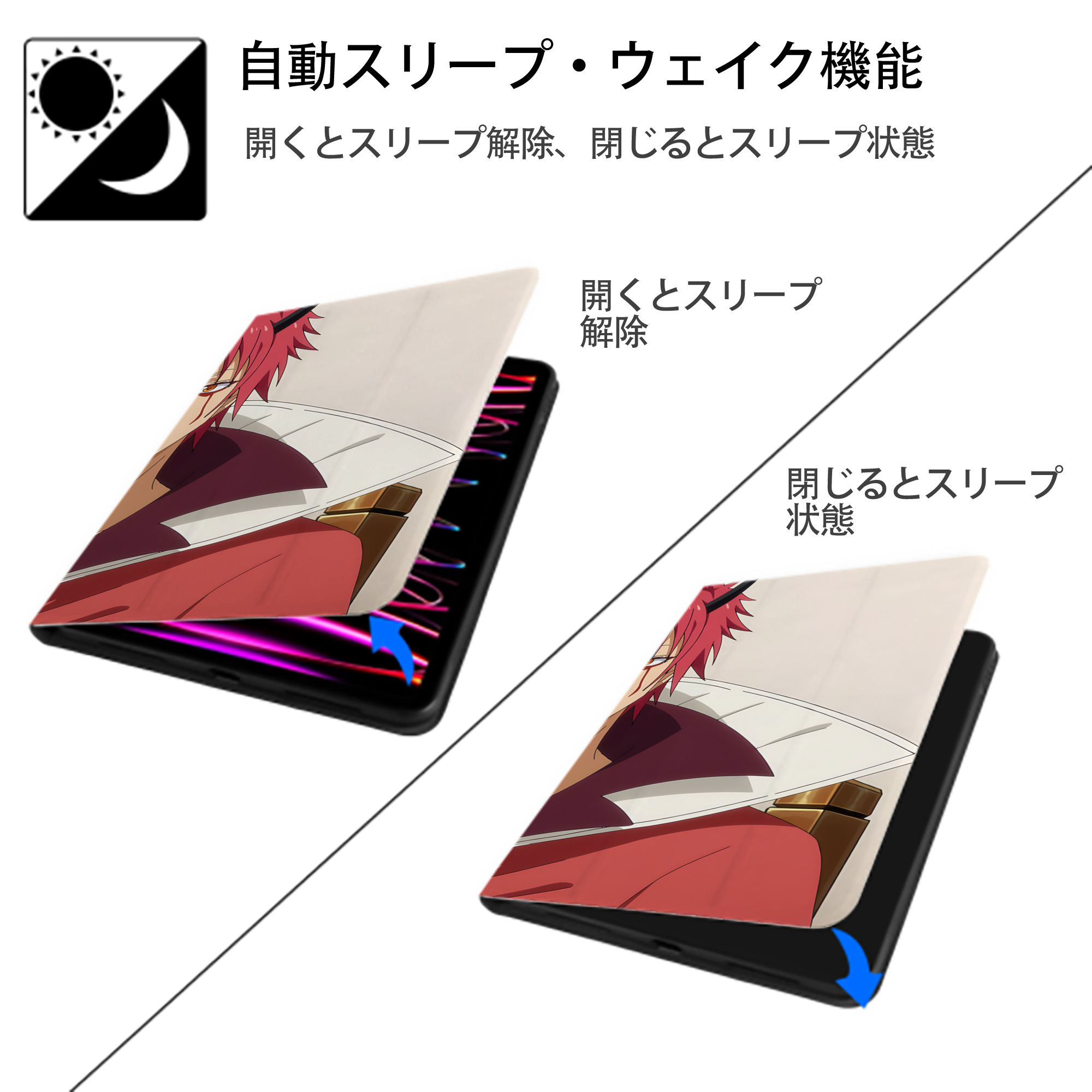 転スラ Regarding Reincarnated to Slime IPad ケース ブック型 PUレザー TPU 耐衝撃 軽量 薄型 ペン収納なし 全面保護 IPad 各モデル対応