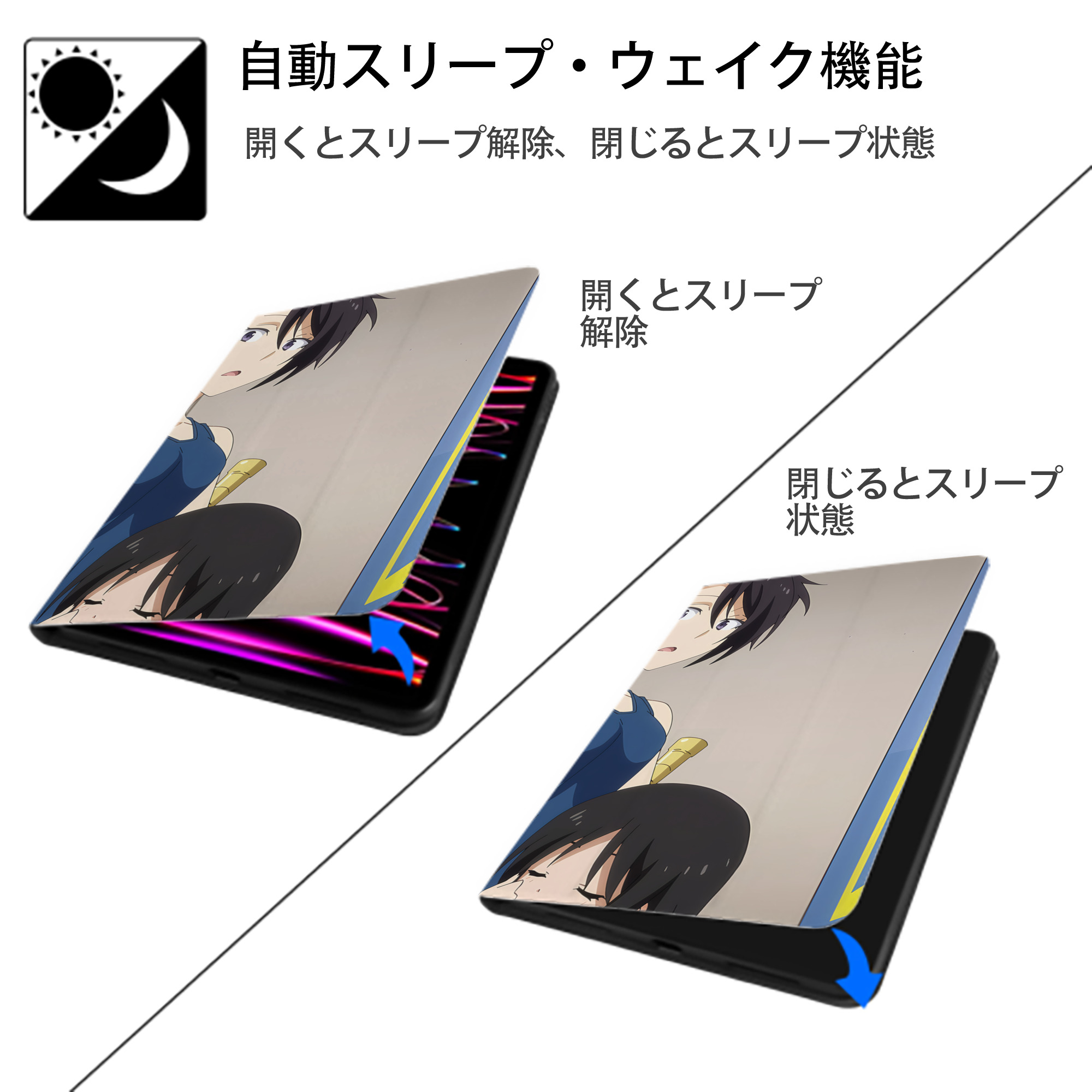転スラ Regarding Reincarnated to Slime IPad ケース ブック型 PUレザー TPU 耐衝撃 軽量 薄型 ペン収納なし 全面保護 IPad 各モデル対応