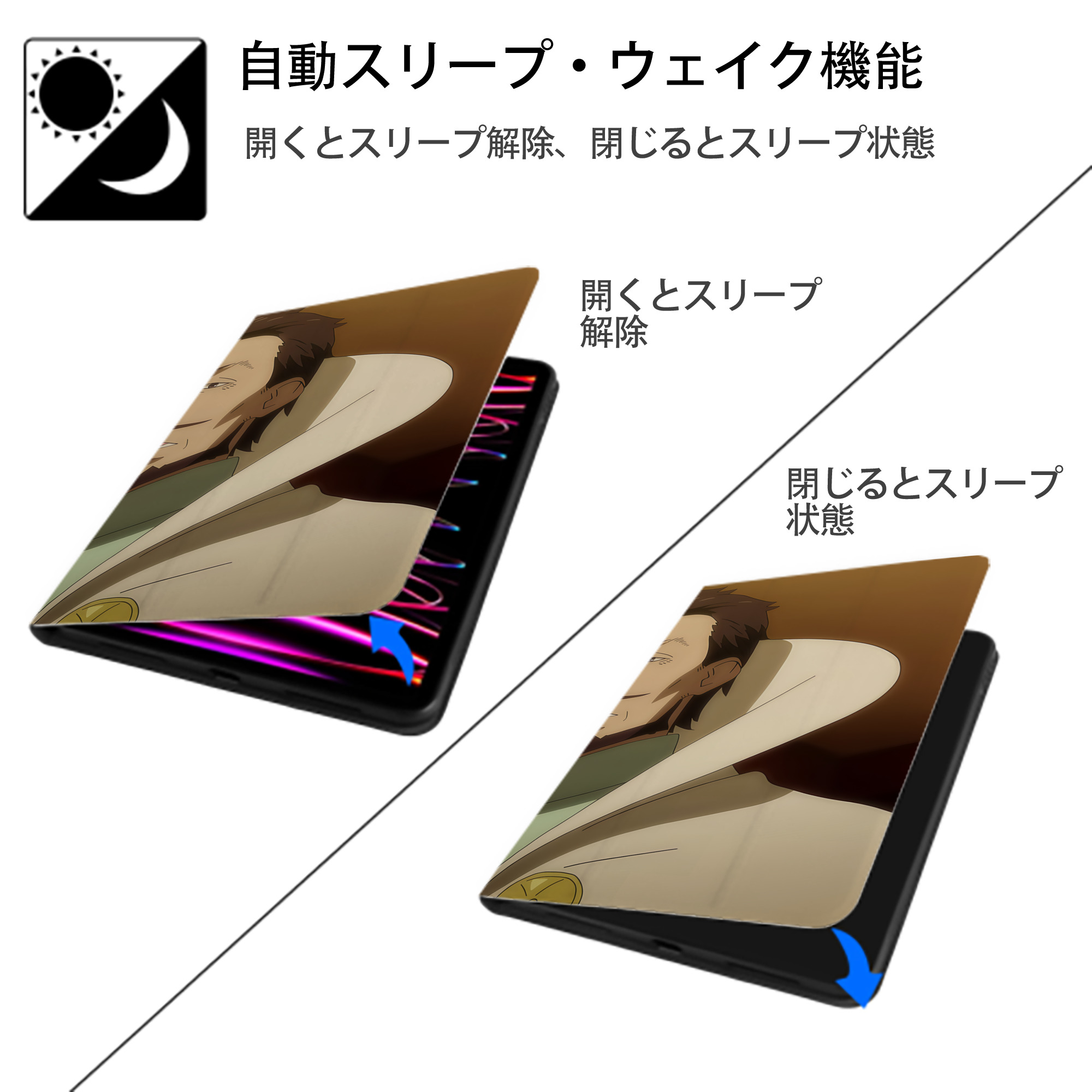 転スラ Regarding Reincarnated to Slime IPad ケース ブック型 PUレザー TPU 耐衝撃 軽量 薄型 ペン収納なし 全面保護 IPad 各モデル対応