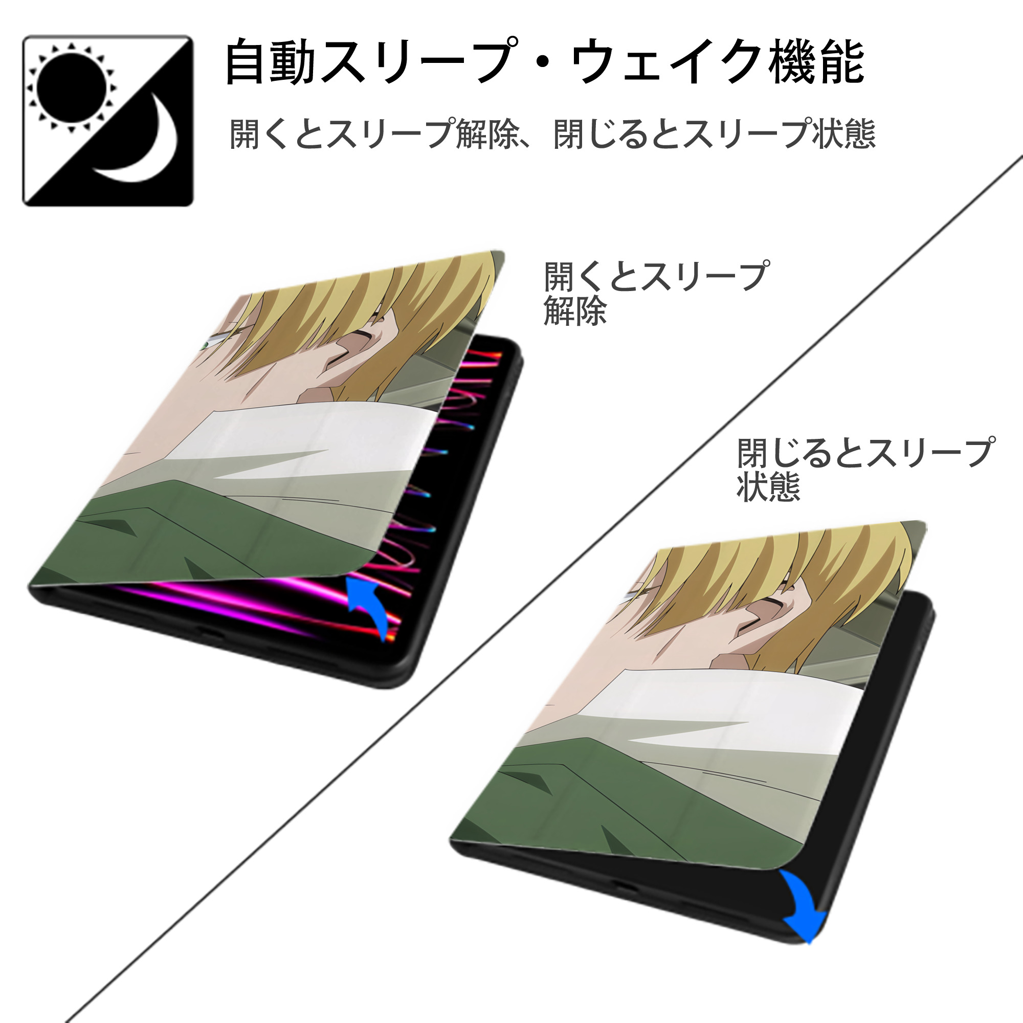 転スラ Regarding Reincarnated to Slime IPad ケース ブック型 PUレザー TPU 耐衝撃 軽量 薄型 ペン収納なし 全面保護 IPad 各モデル対応