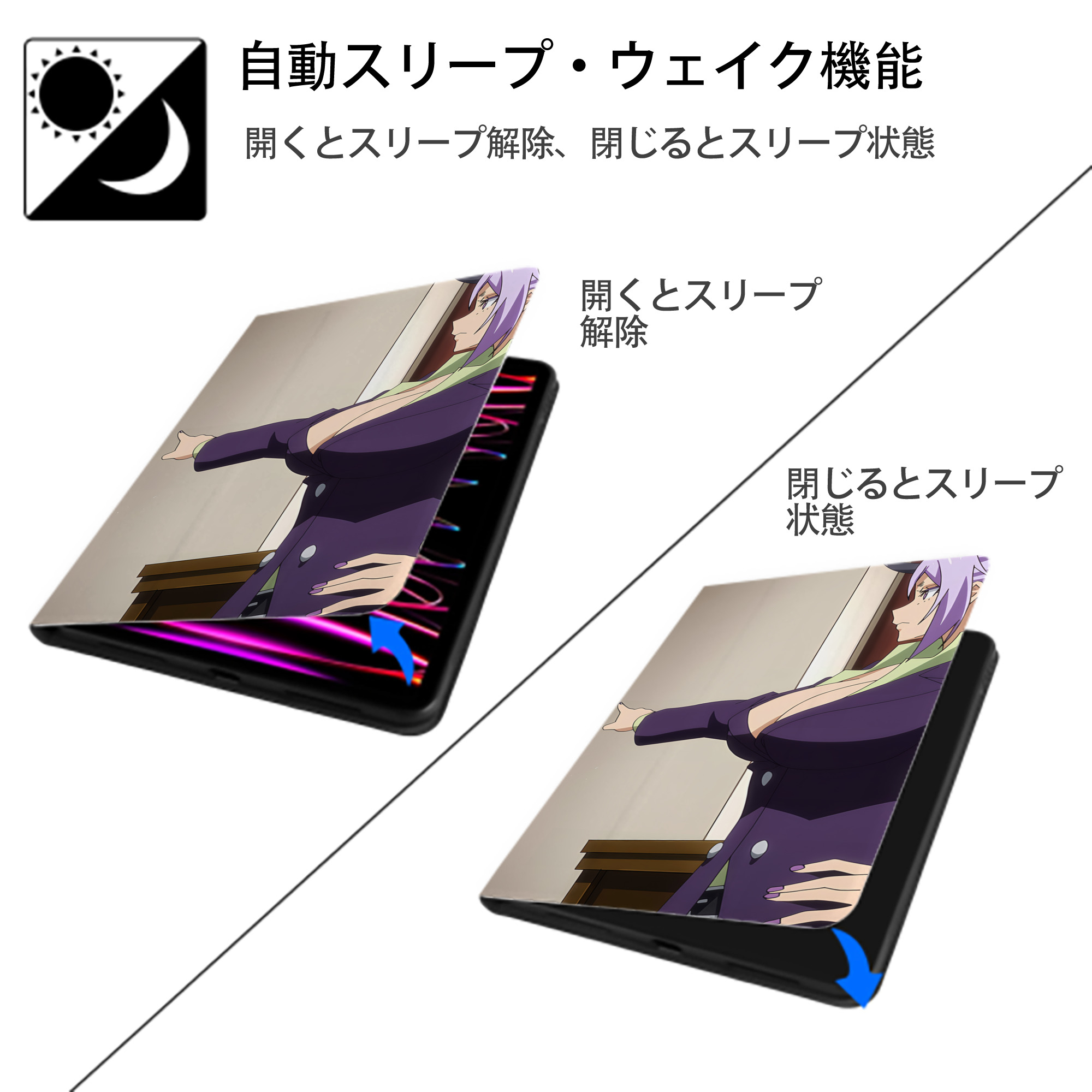 転スラ Regarding Reincarnated to Slime IPad ケース ブック型 PUレザー TPU 耐衝撃 軽量 薄型 ペン収納なし 全面保護 IPad 各モデル対応