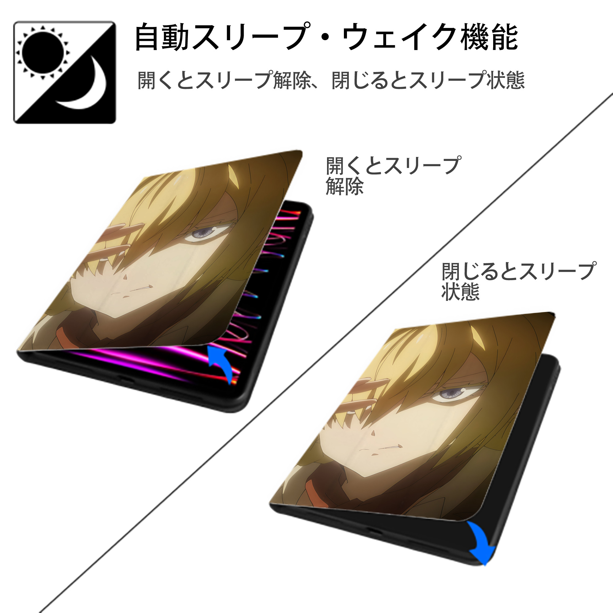 転スラ Regarding Reincarnated to Slime IPad ケース ブック型 PUレザー TPU 耐衝撃 軽量 薄型 ペン収納なし 全面保護 IPad 各モデル対応