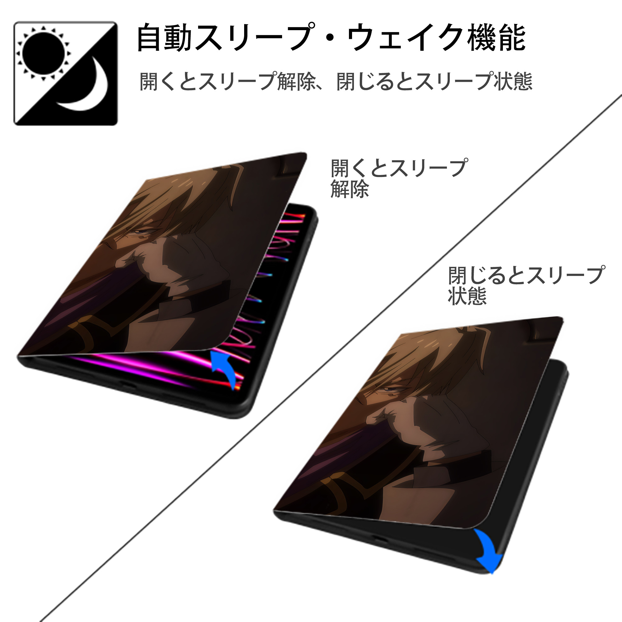 転スラ Regarding Reincarnated to Slime IPad ケース ブック型 PUレザー TPU 耐衝撃 軽量 薄型 ペン収納なし 全面保護 IPad 各モデル対応