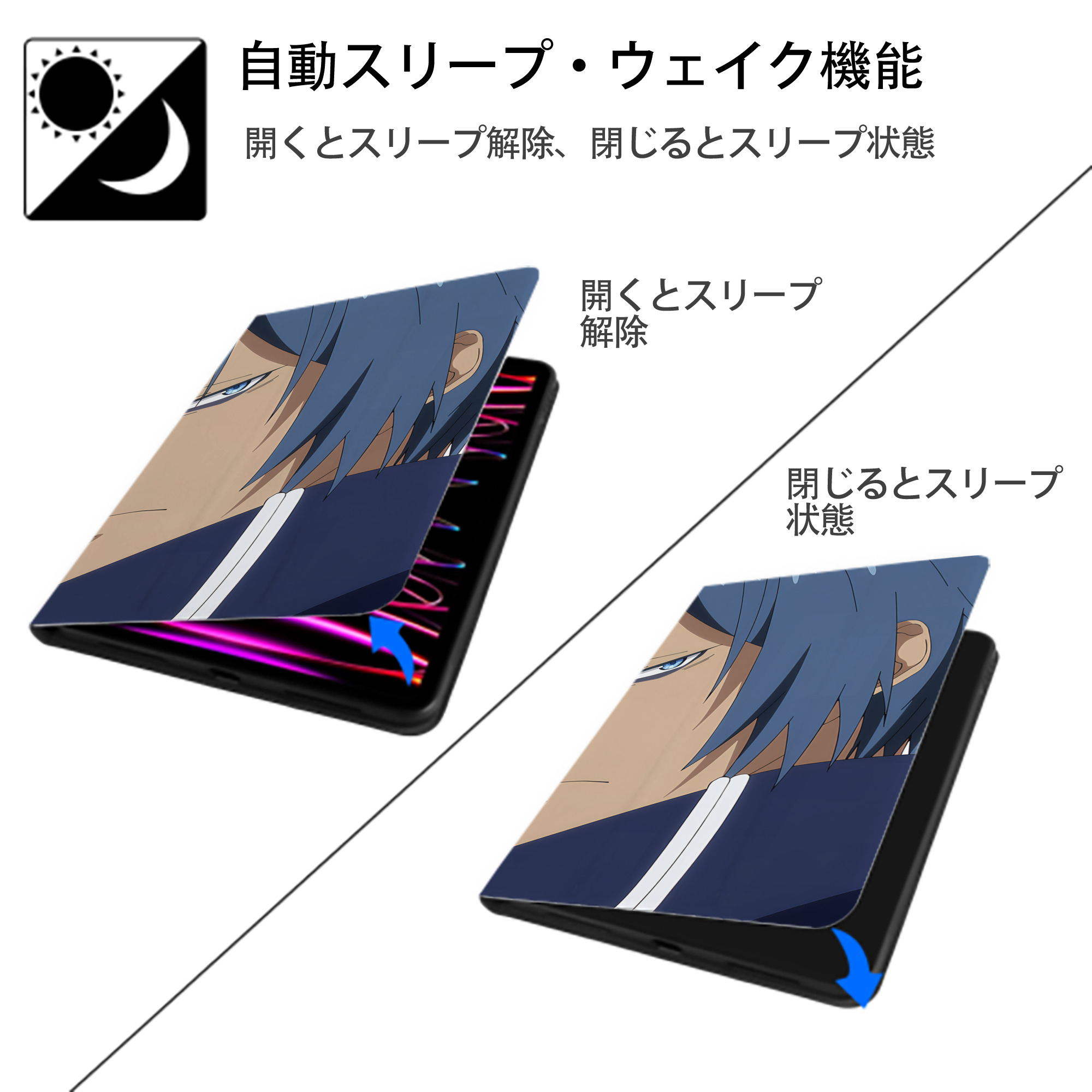 転スラ Regarding Reincarnated to Slime IPad ケース ブック型 PUレザー TPU 耐衝撃 軽量 薄型 ペン収納なし 全面保護 IPad 各モデル対応