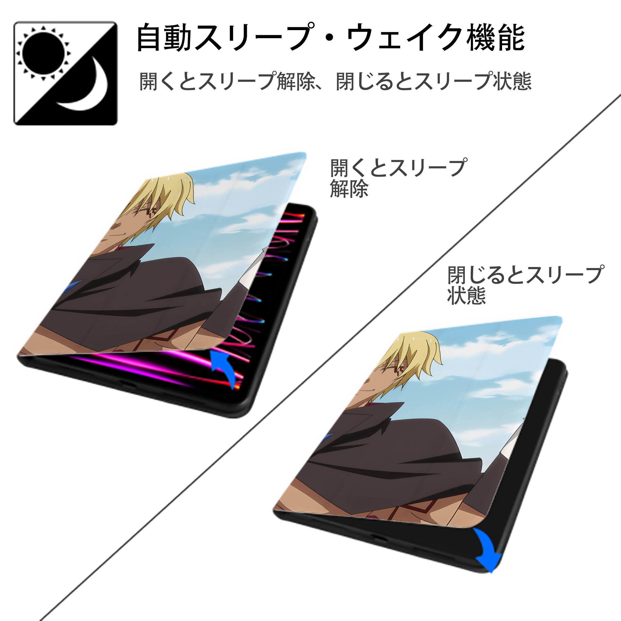 転スラ Regarding Reincarnated to Slime IPad ケース ブック型 PUレザー TPU 耐衝撃 軽量 薄型 ペン収納なし 全面保護 IPad 各モデル対応