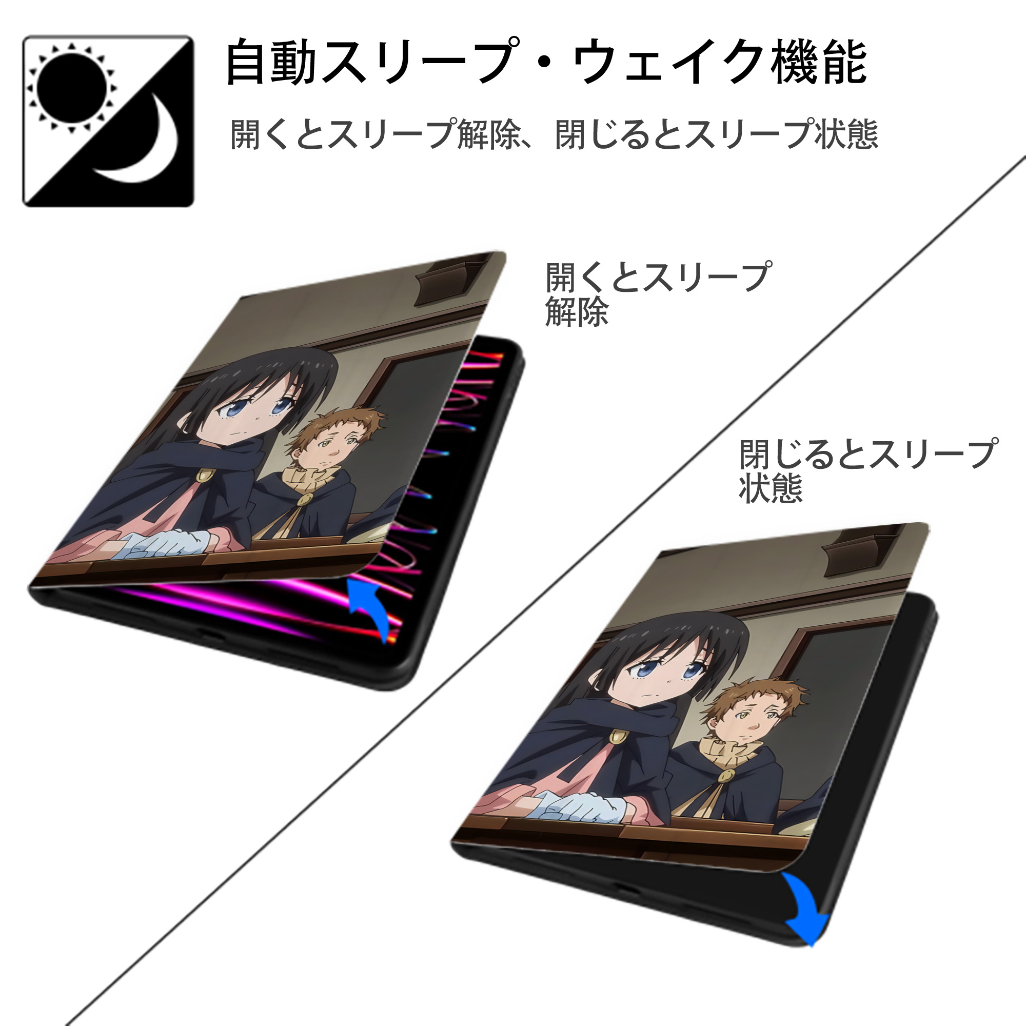 転スラ Regarding Reincarnated to Slime IPad ケース ブック型 PUレザー TPU 耐衝撃 軽量 薄型 ペン収納なし 全面保護 IPad 各モデル対応
