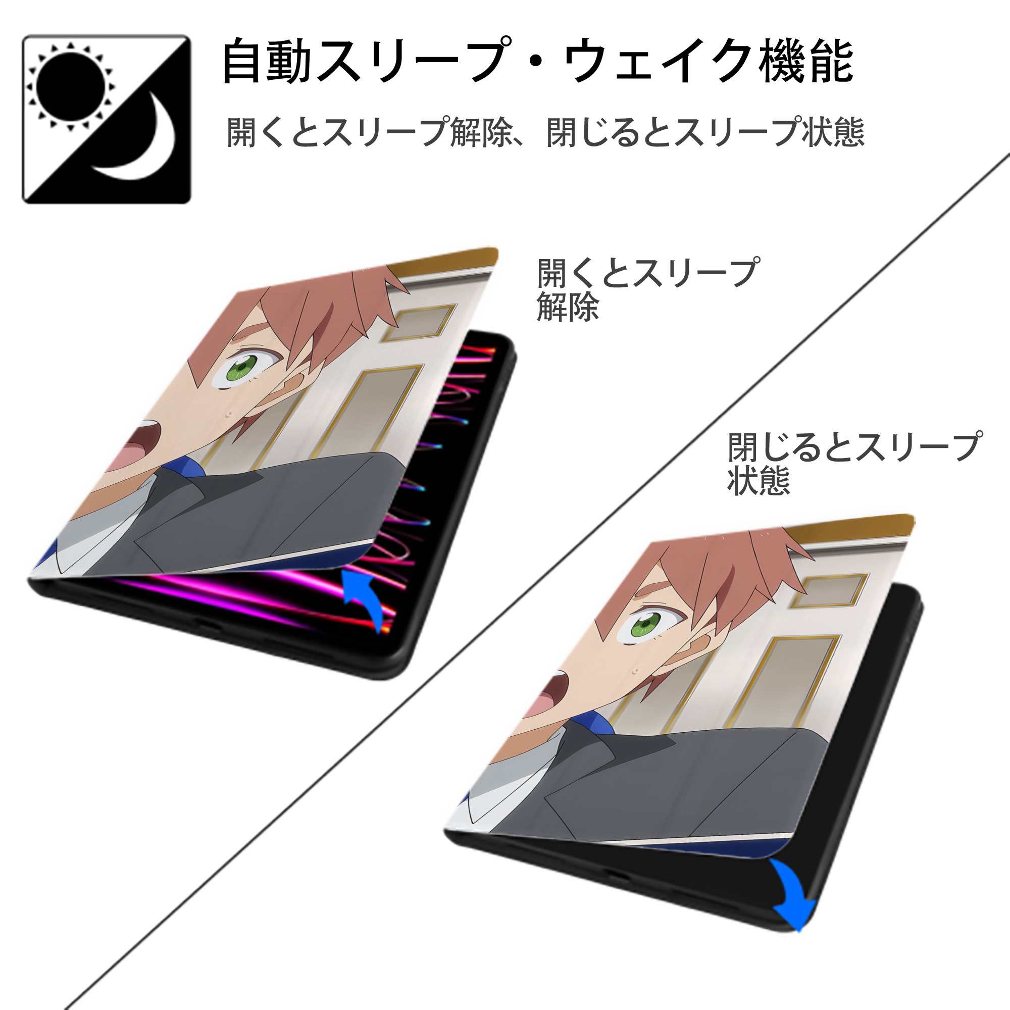 転スラ Regarding Reincarnated to Slime IPad ケース ブック型 PUレザー TPU 耐衝撃 軽量 薄型 ペン収納なし 全面保護 IPad 各モデル対応