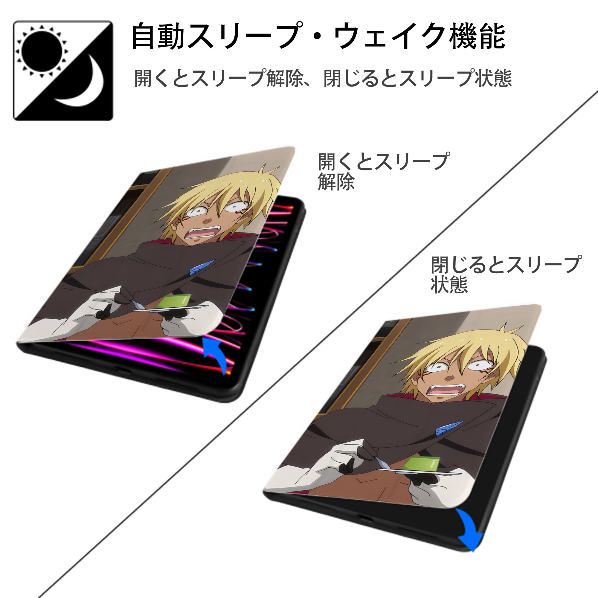 転スラ Regarding Reincarnated to Slime IPad ケース ブック型 PUレザー TPU 耐衝撃 軽量 薄型 ペン収納なし 全面保護 IPad 各モデル対応