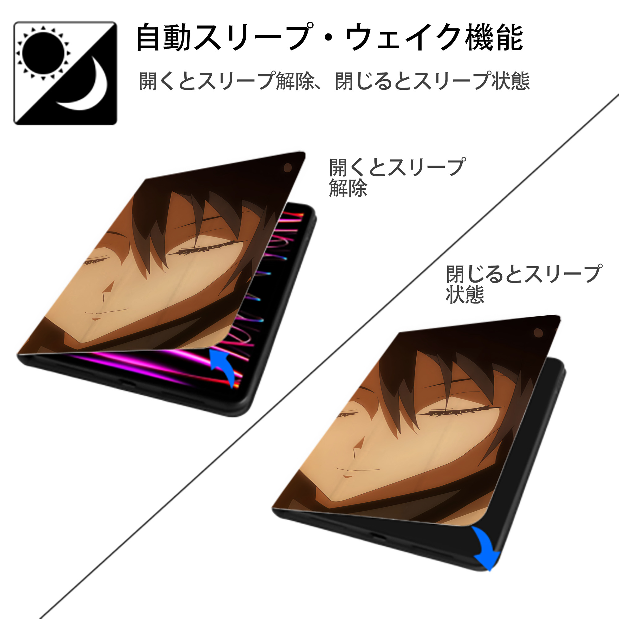 転スラ Regarding Reincarnated to Slime IPad ケース ブック型 PUレザー TPU 耐衝撃 軽量 薄型 ペン収納なし 全面保護 IPad 各モデル対応