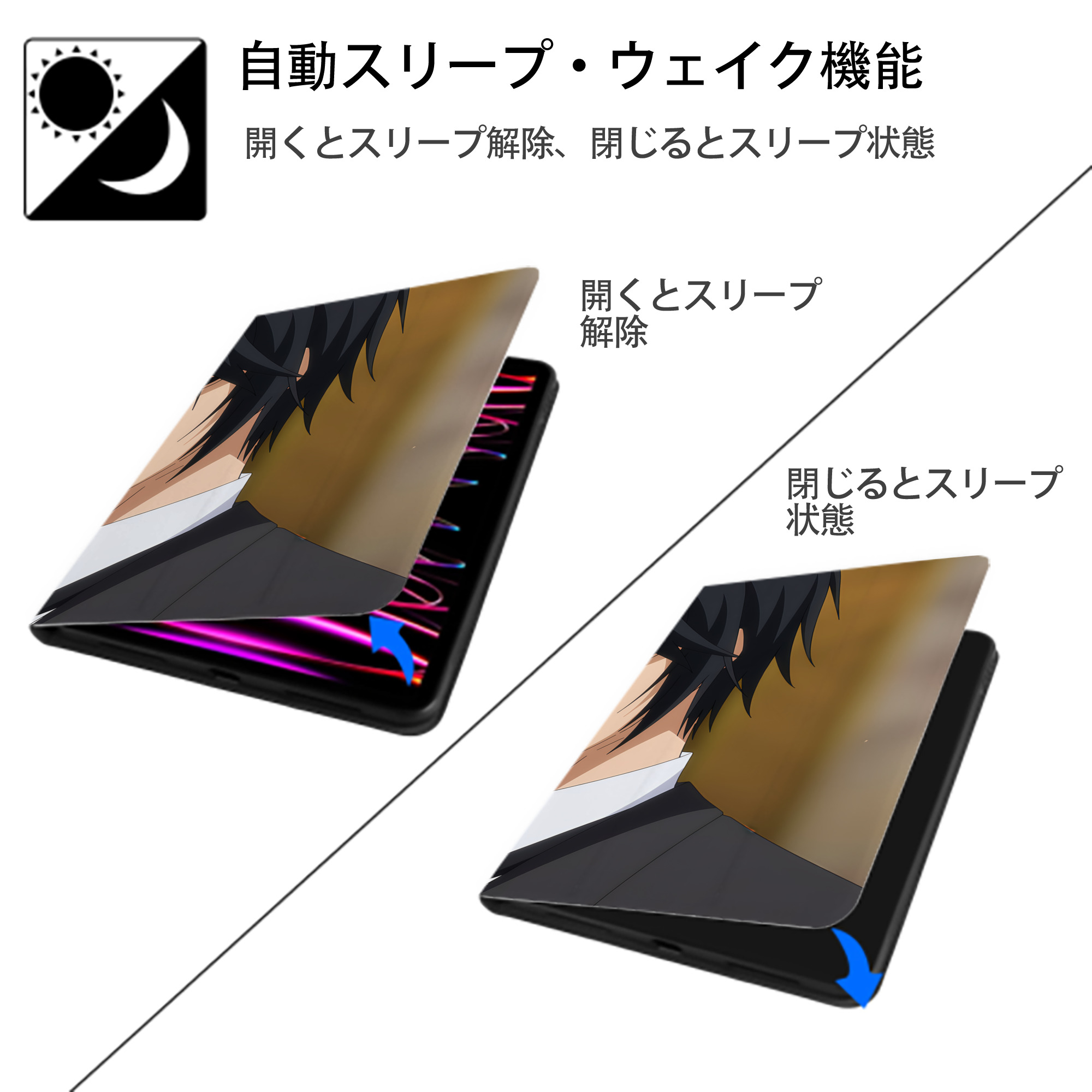 転スラ Regarding Reincarnated to Slime IPad ケース ブック型 PUレザー TPU 耐衝撃 軽量 薄型 ペン収納なし 全面保護 IPad 各モデル対応