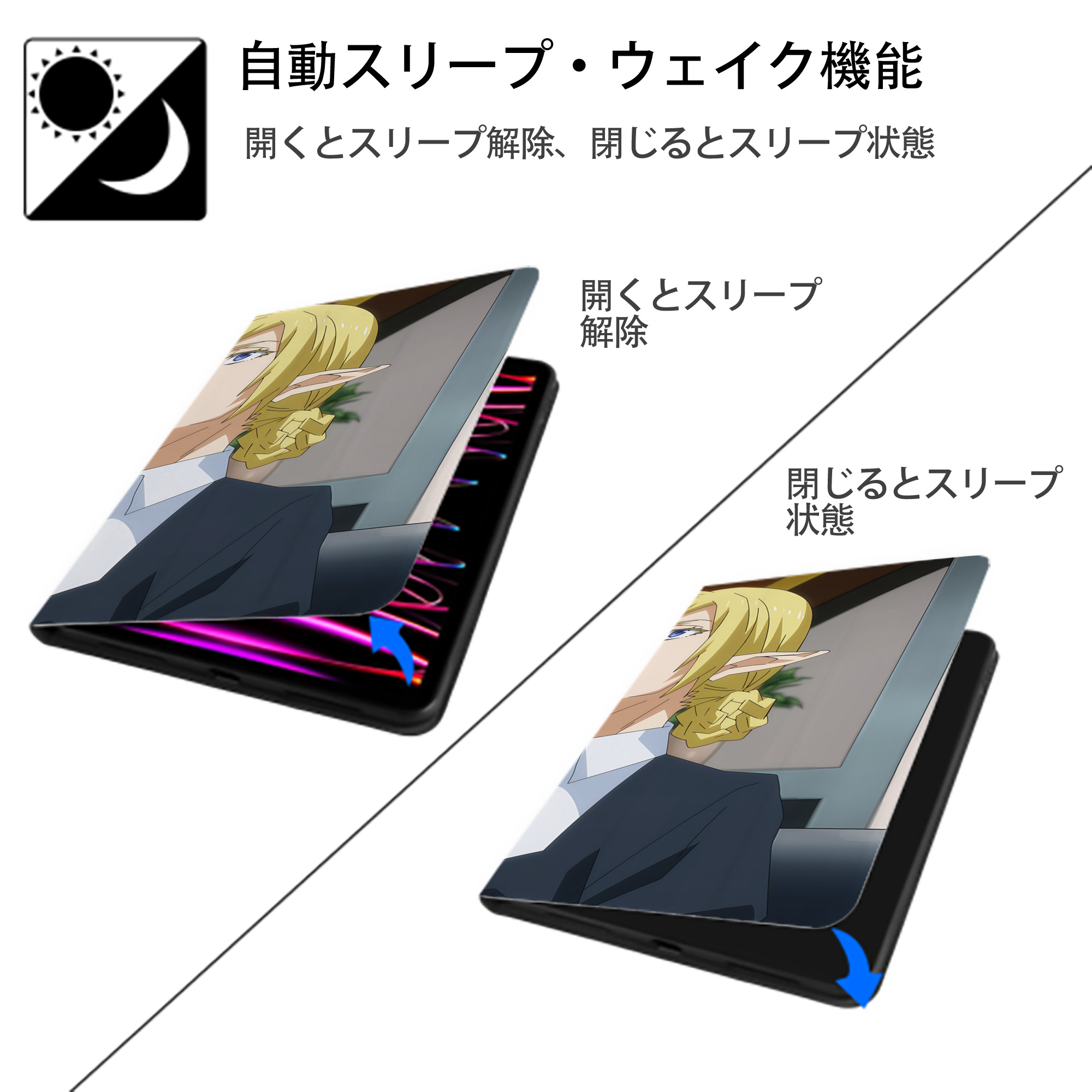 転スラ Regarding Reincarnated to Slime IPad ケース ブック型 PUレザー TPU 耐衝撃 軽量 薄型 ペン収納なし 全面保護 IPad 各モデル対応