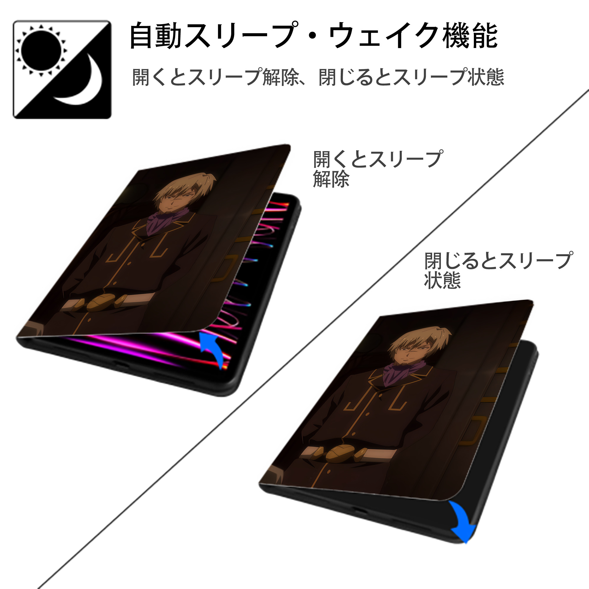 転スラ Regarding Reincarnated to Slime IPad ケース ブック型 PUレザー TPU 耐衝撃 軽量 薄型 ペン収納なし 全面保護 IPad 各モデル対応