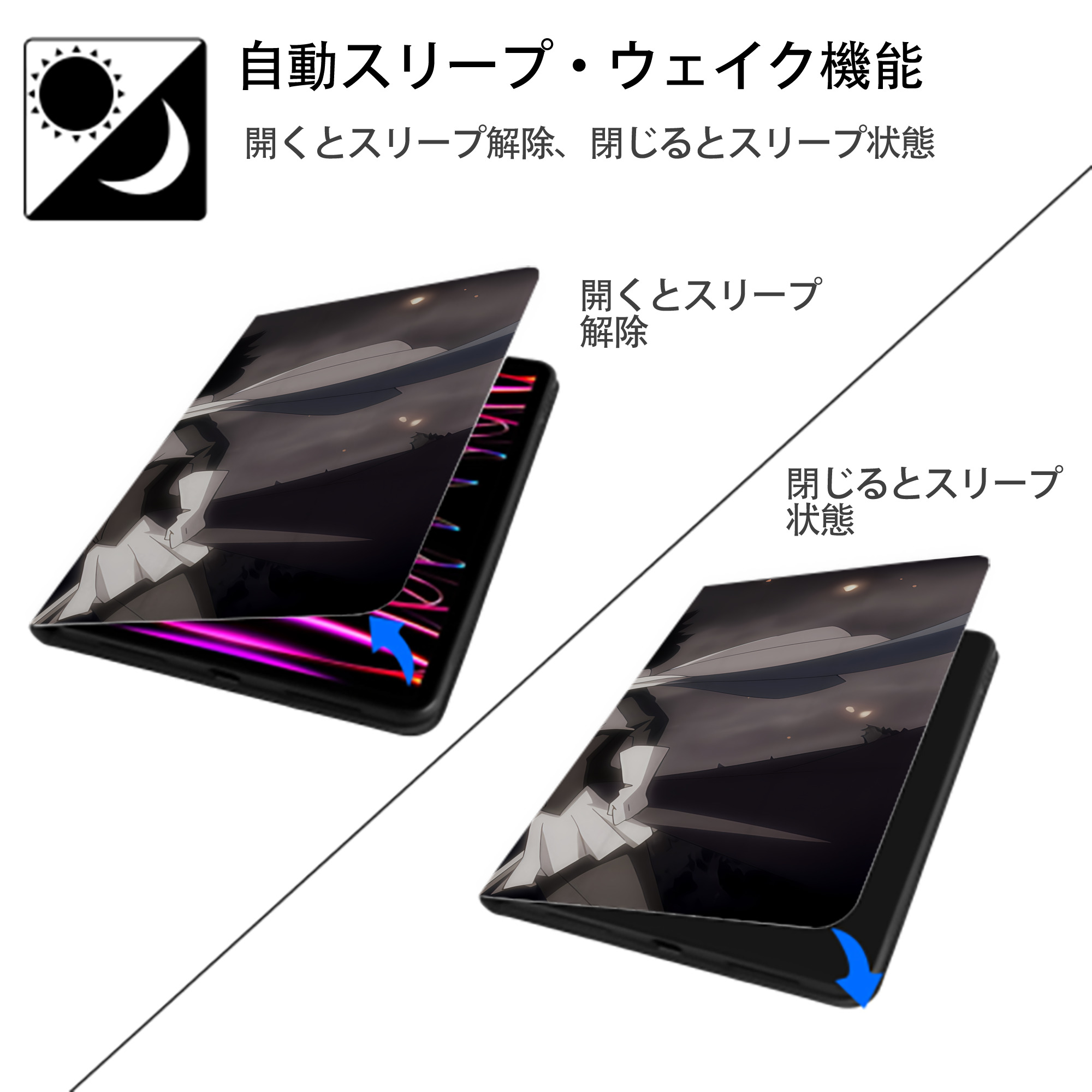 転スラ Regarding Reincarnated to Slime IPad ケース ブック型 PUレザー TPU 耐衝撃 軽量 薄型 ペン収納なし 全面保護 IPad 各モデル対応