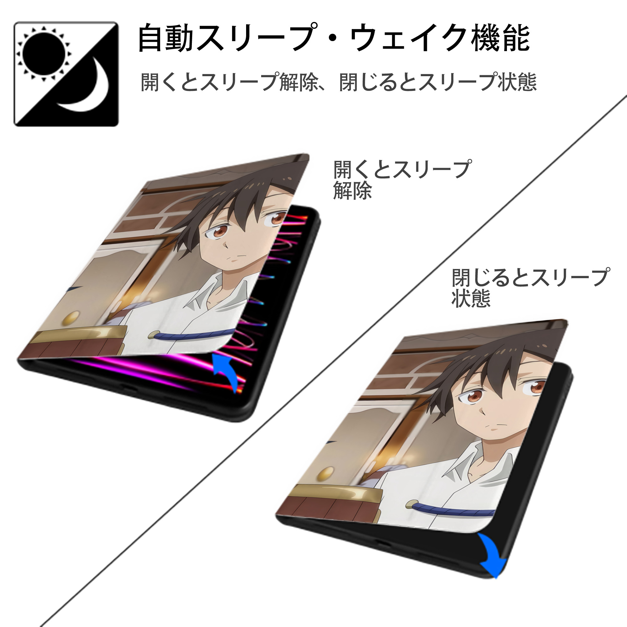 転スラ Regarding Reincarnated to Slime IPad ケース ブック型 PUレザー TPU 耐衝撃 軽量 薄型 ペン収納なし 全面保護 IPad 各モデル対応