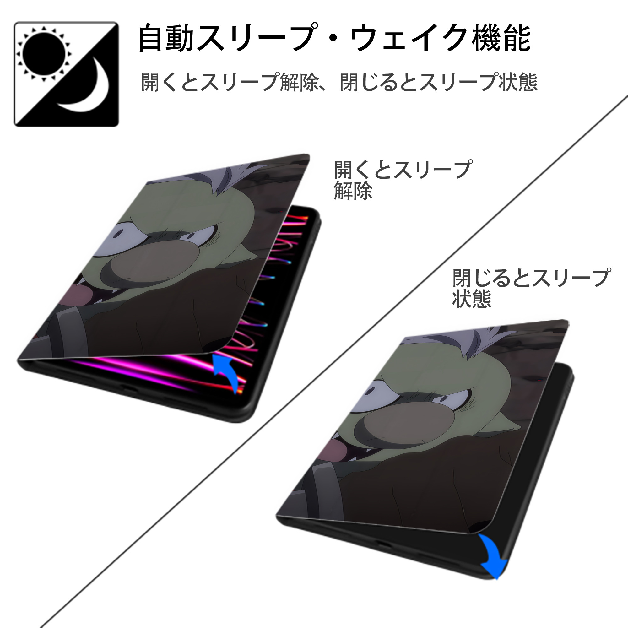 転スラ Regarding Reincarnated to Slime IPad ケース ブック型 PUレザー TPU 耐衝撃 軽量 薄型 ペン収納なし 全面保護 IPad 各モデル対応