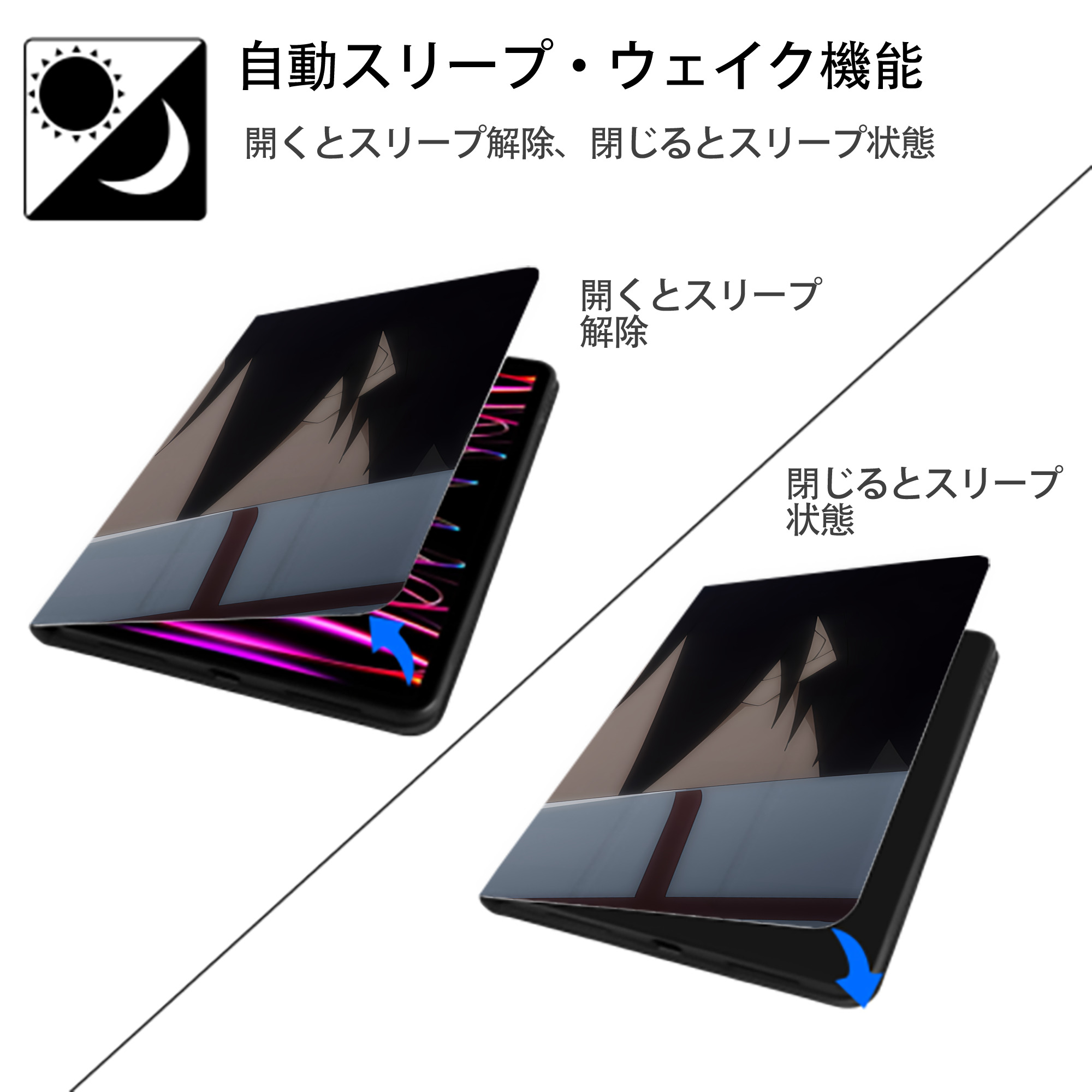 転スラ Regarding Reincarnated to Slime IPad ケース ブック型 PUレザー TPU 耐衝撃 軽量 薄型 ペン収納なし 全面保護 IPad 各モデル対応