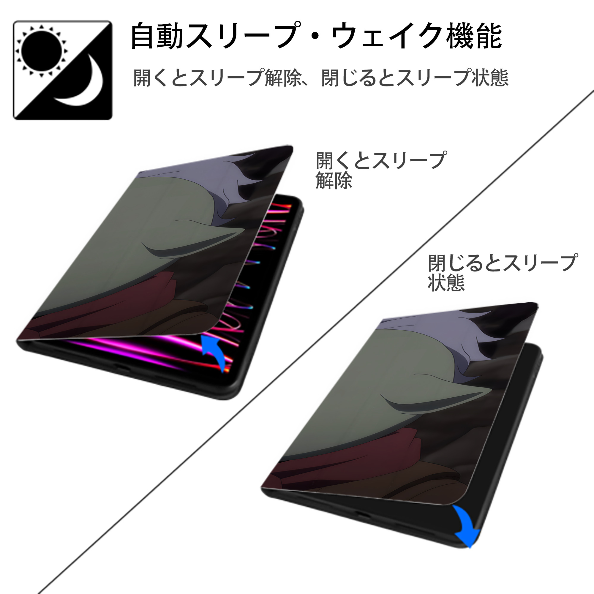 転スラ Regarding Reincarnated to Slime IPad ケース ブック型 PUレザー TPU 耐衝撃 軽量 薄型 ペン収納なし 全面保護 IPad 各モデル対応