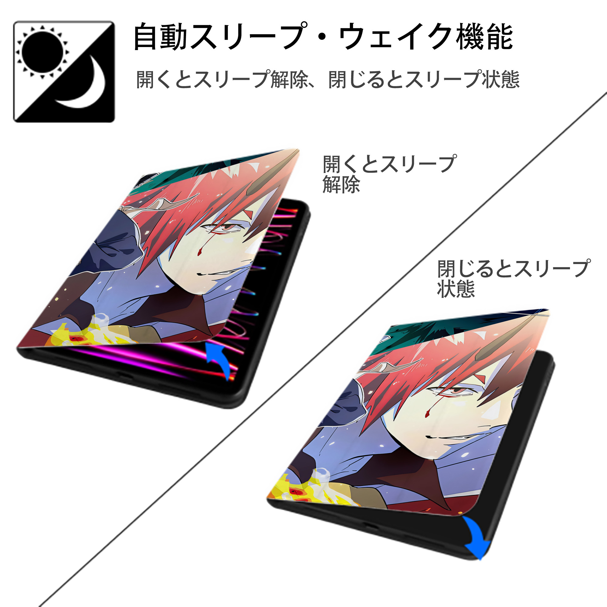 転スラ Regarding Reincarnated to Slime IPadケース ペンホルダー付き ブックスタイルデザイン