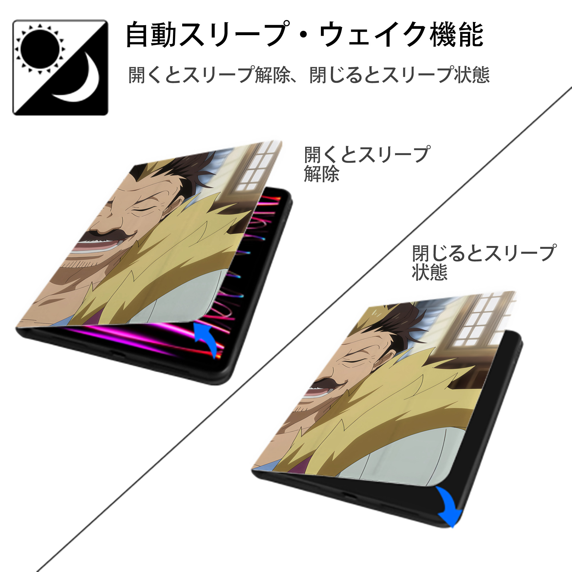 転スラ Regarding Reincarnated to Slime IPadケース ペンホルダー付き ブックスタイルデザイン