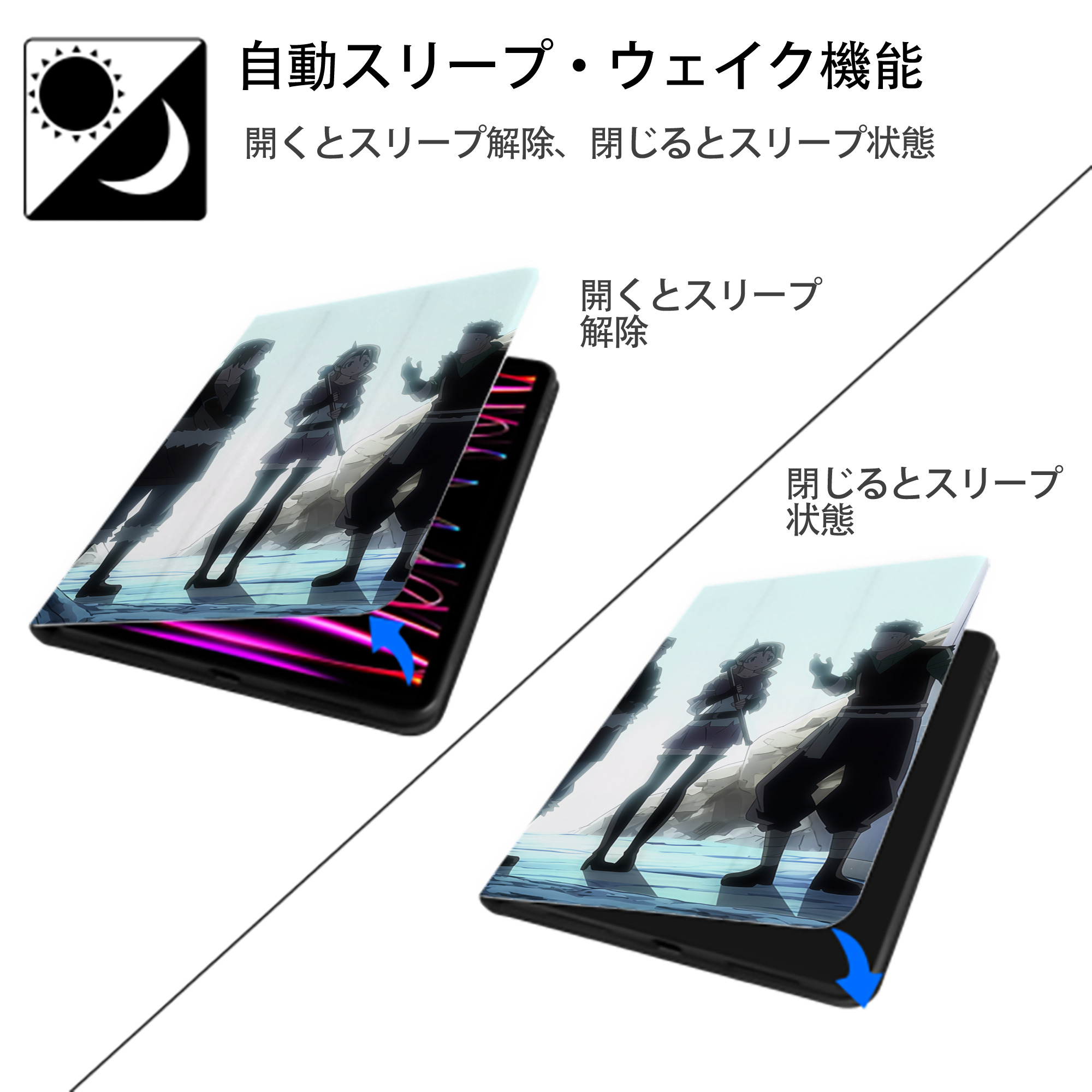 転スラ Regarding Reincarnated to Slime IPadケース ペンホルダー付き ブックスタイルデザイン