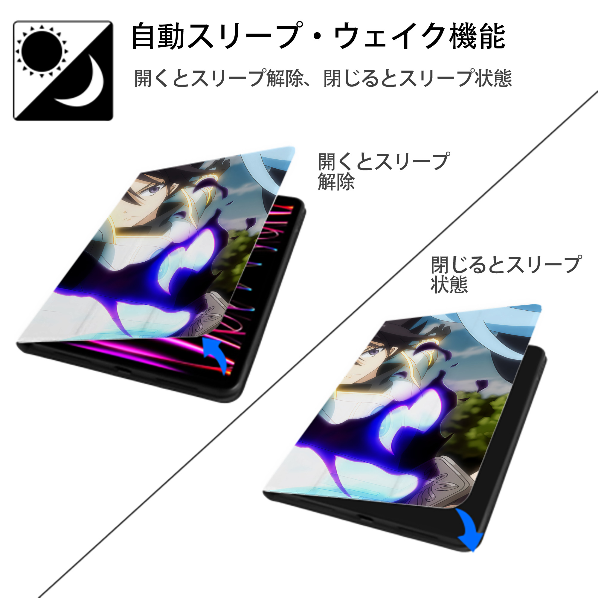 転スラ Regarding Reincarnated to Slime IPadケース ペンホルダー付き ブックスタイルデザイン