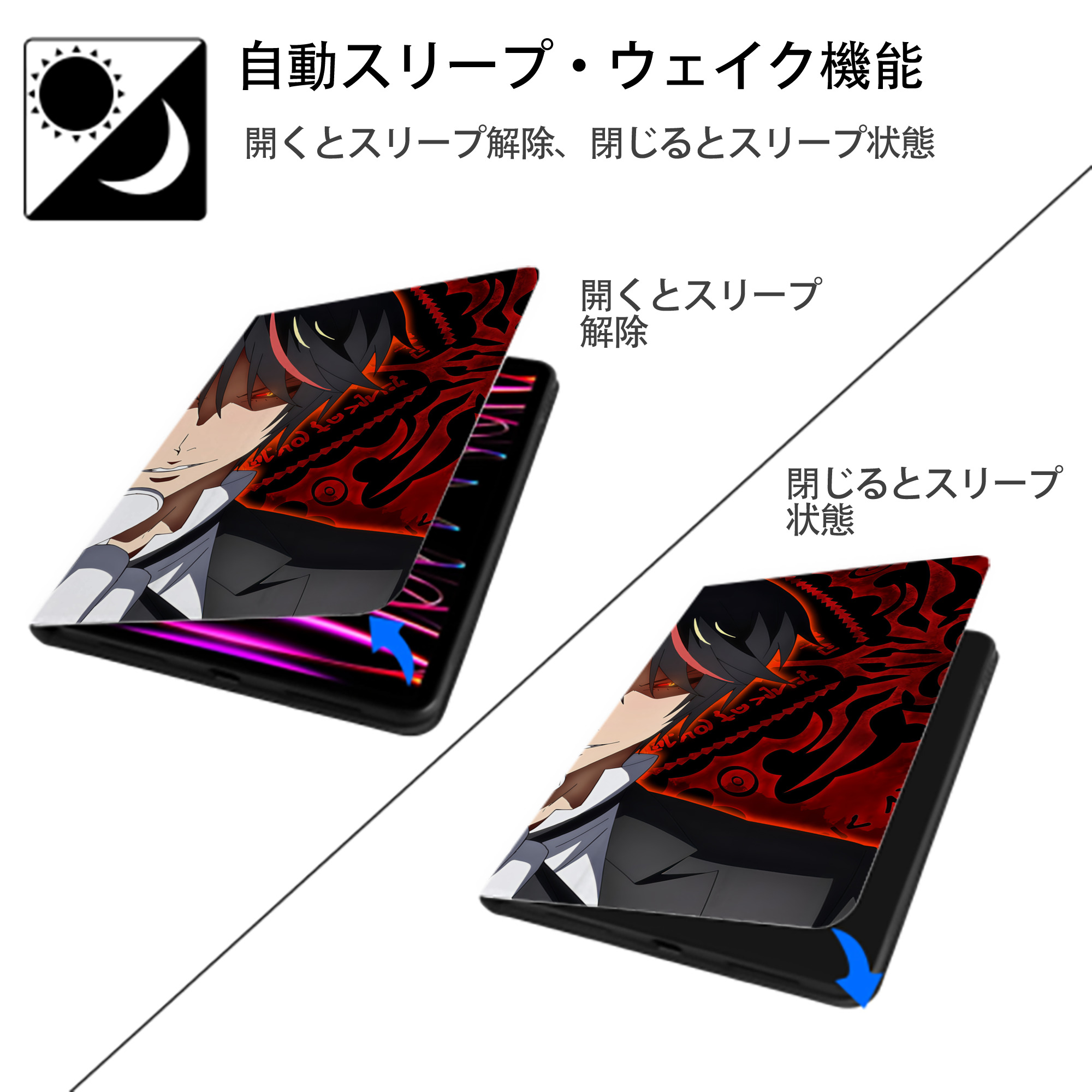 転スラ Regarding Reincarnated to Slime IPadケース ペンホルダー付き ブックスタイルデザイン
