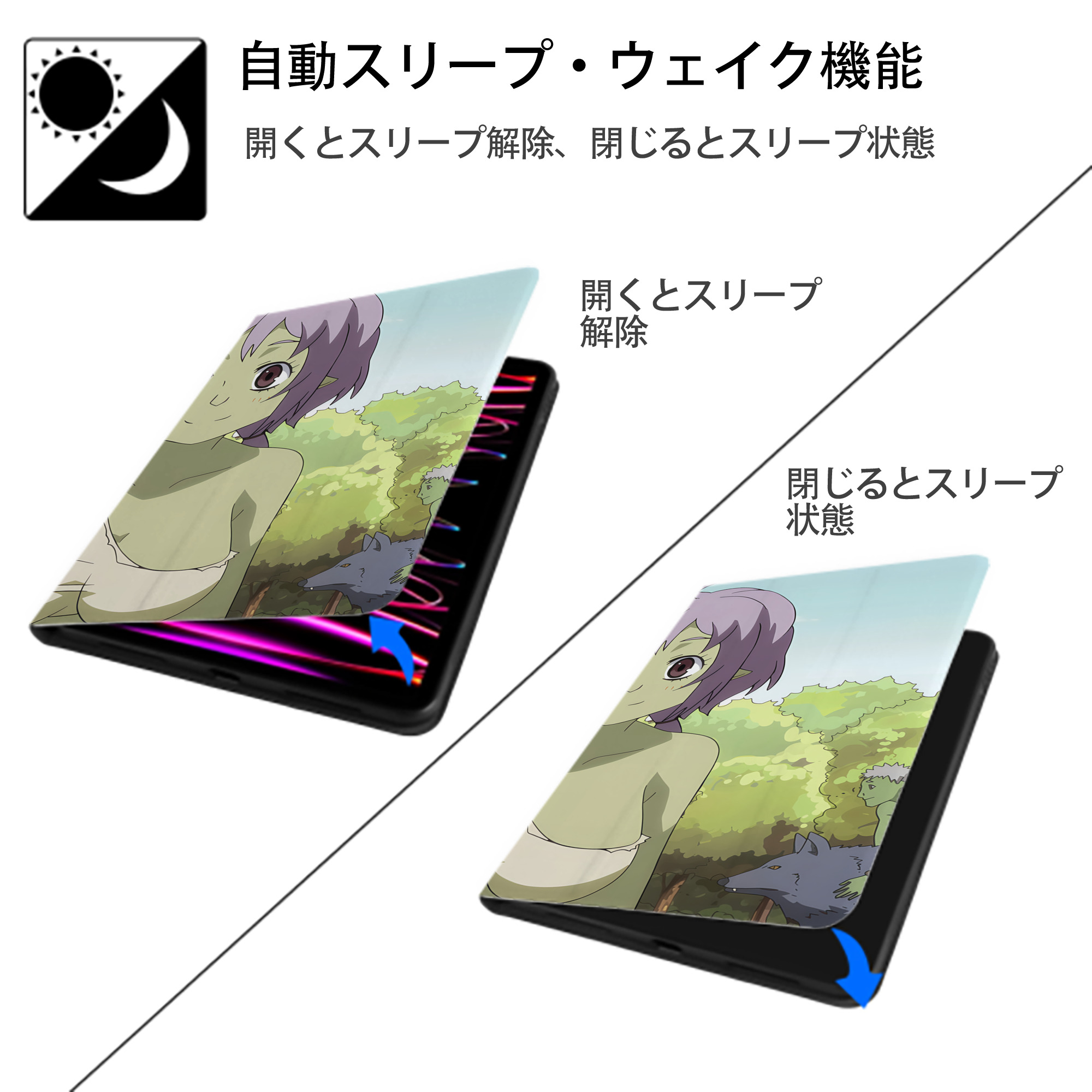 転スラ Regarding Reincarnated to Slime IPadケース ペンホルダー付き ブックスタイルデザイン