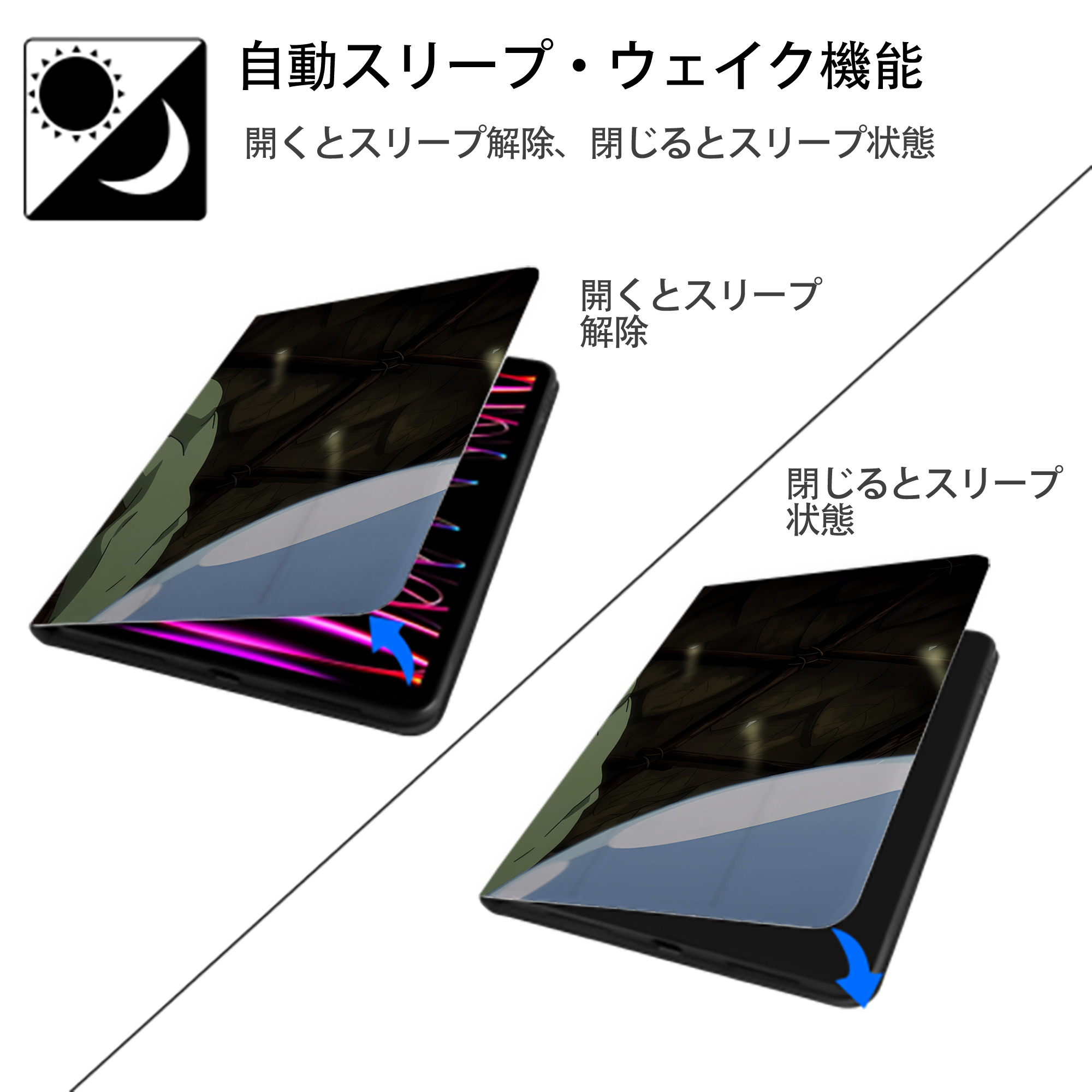 転スラ Regarding Reincarnated to Slime IPadケース ペンホルダー付き ブックスタイルデザイン
