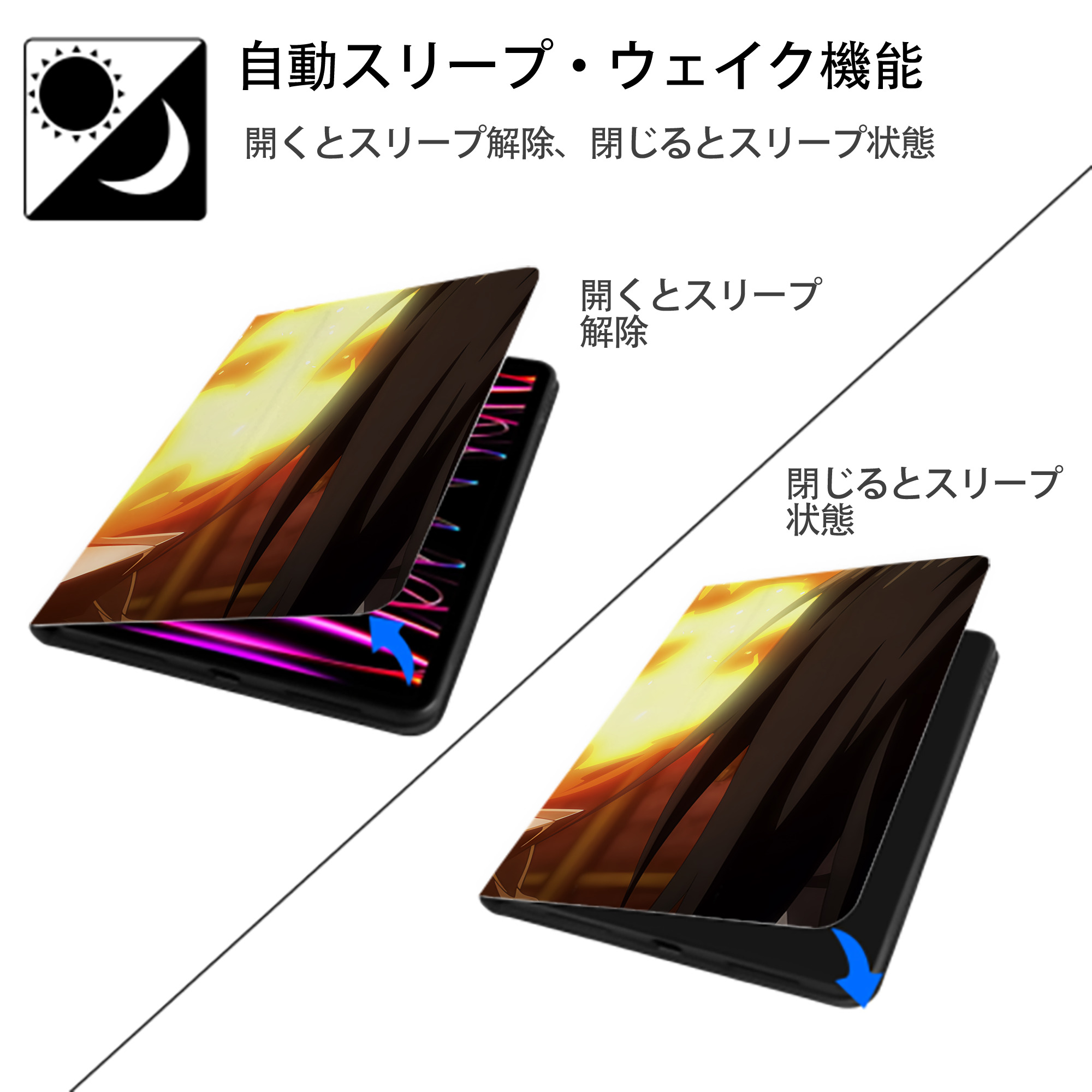 転スラ Regarding Reincarnated to Slime IPadケース ペンホルダー付き ブックスタイルデザイン