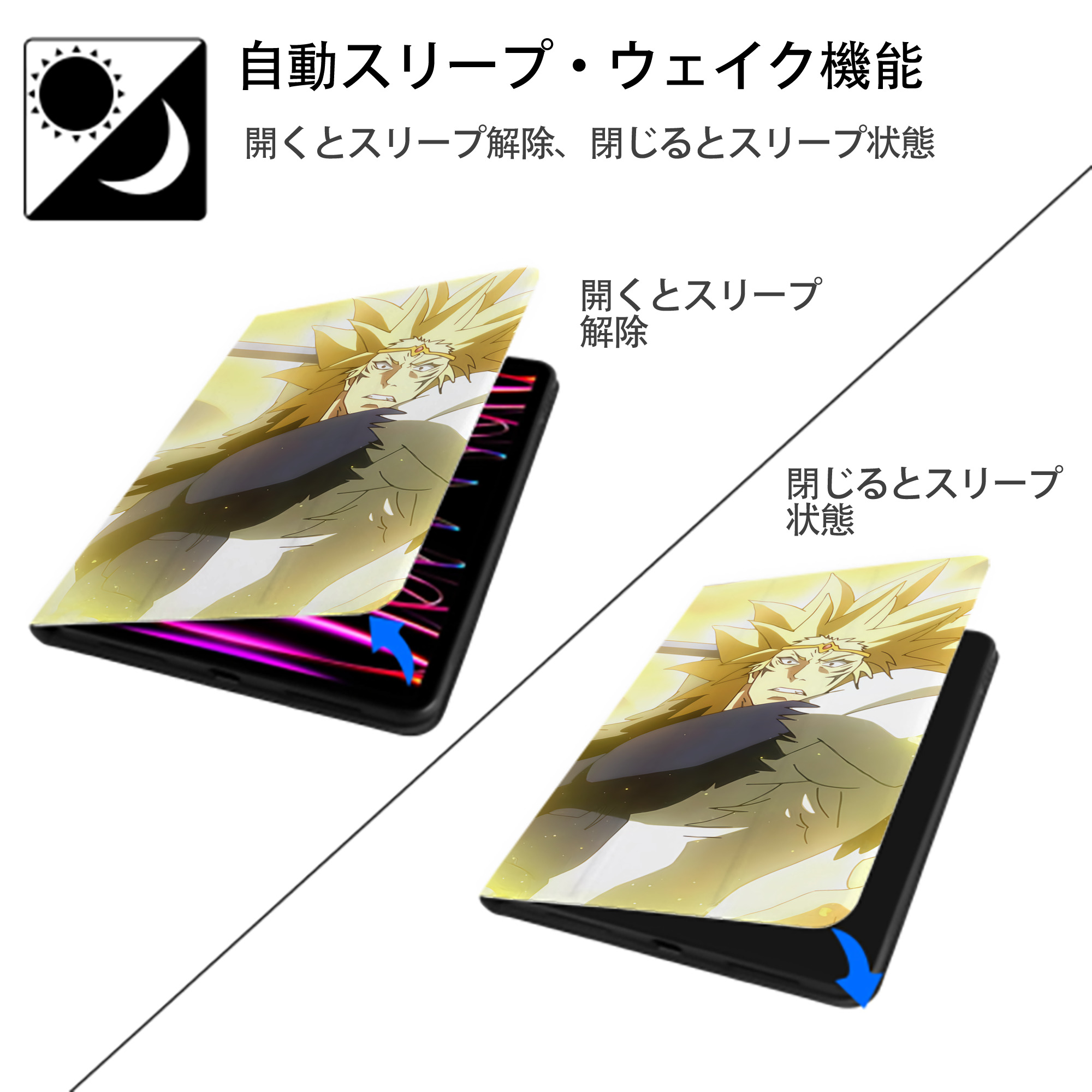 転スラ Regarding Reincarnated to Slime IPadケース ペンホルダー付き ブックスタイルデザイン