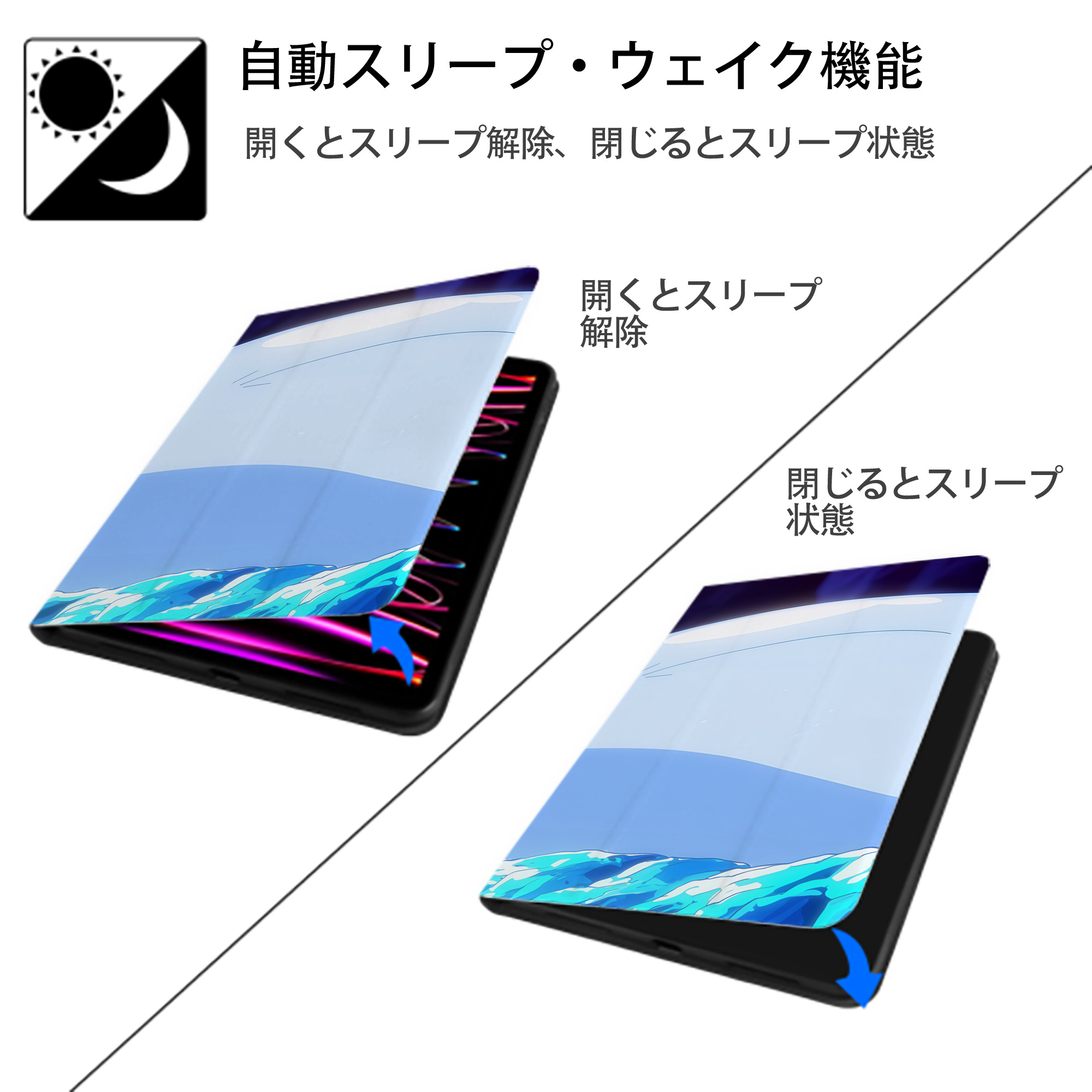 転スラ Regarding Reincarnated to Slime IPadケース ペンホルダー付き ブックスタイルデザイン