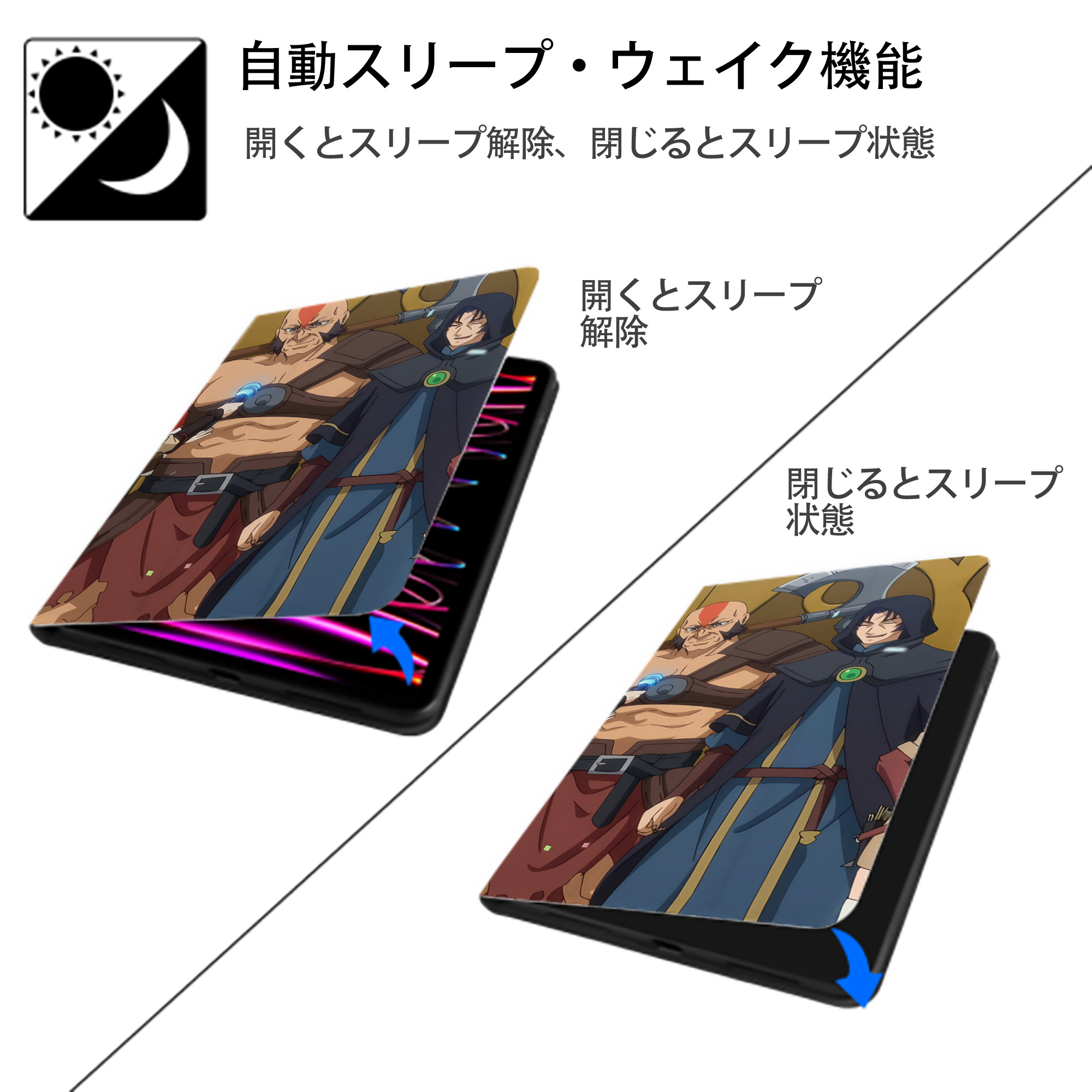 転スラ Regarding Reincarnated to Slime IPadケース ペンホルダー付き ブックスタイルデザイン